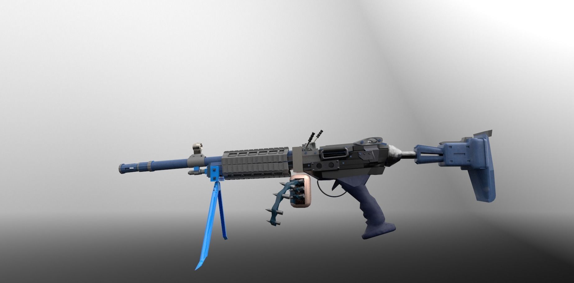 Machinegun machine gun Low-poly 3D model_6