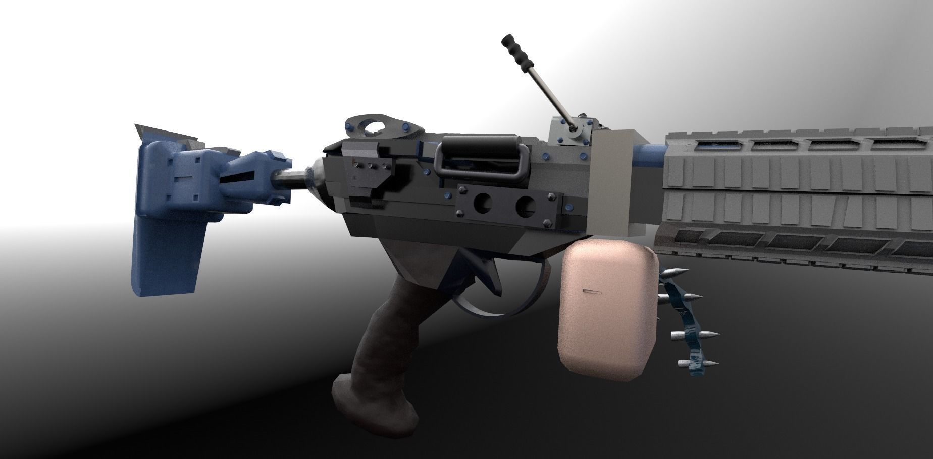 Machinegun machine gun Low-poly 3D model_5