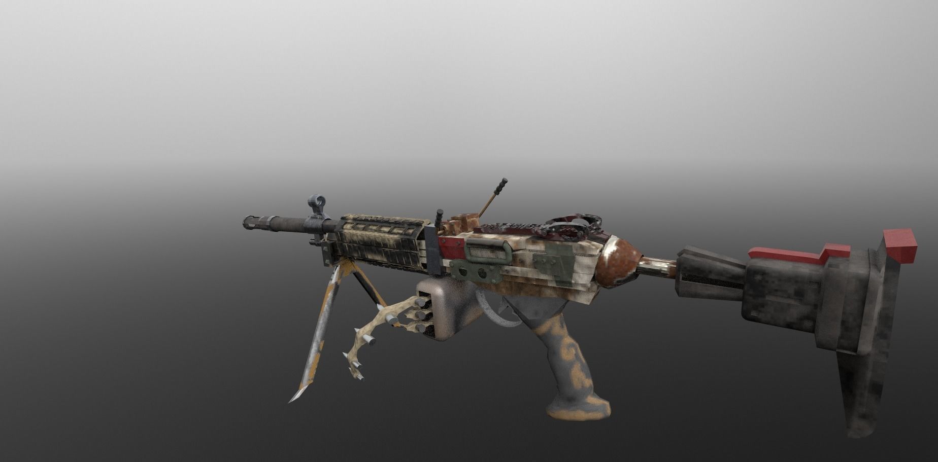 Machinegun machine gun Low-poly 3D model_14