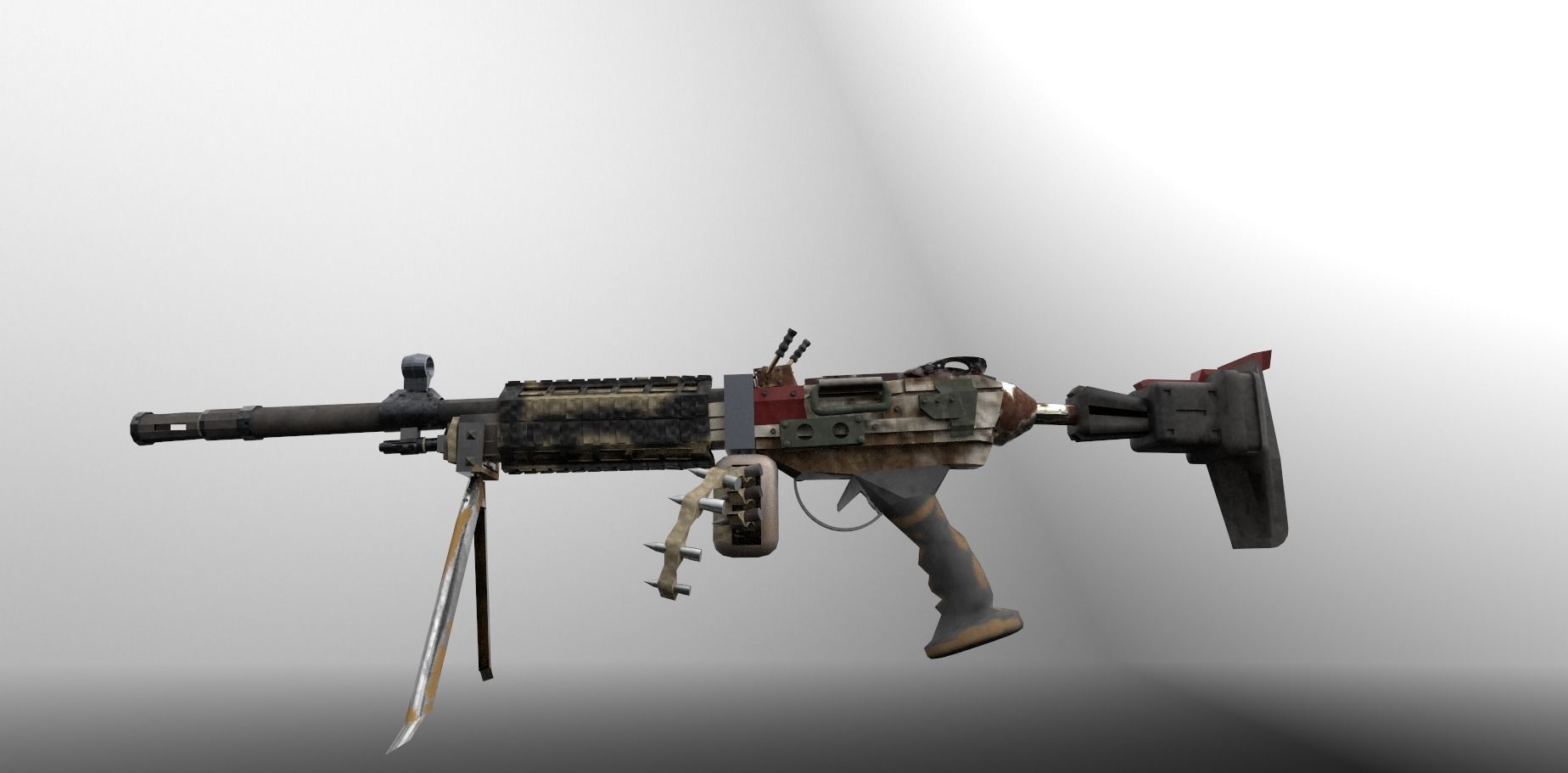 Machinegun machine gun Low-poly 3D model_13