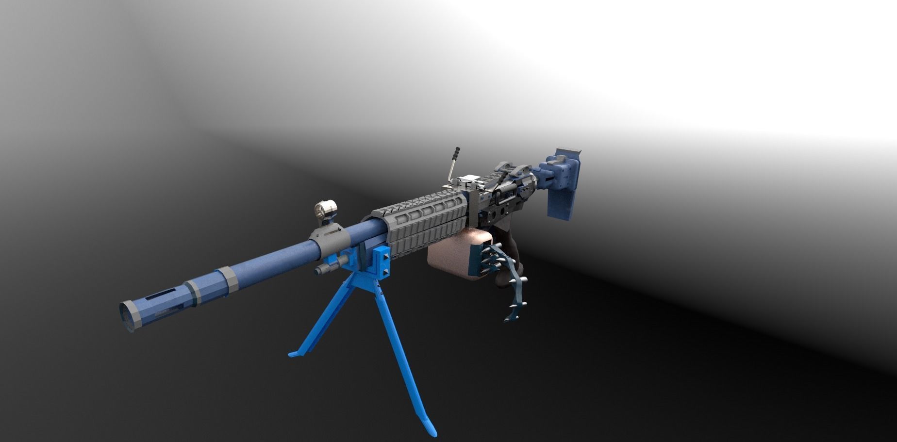 Machinegun machine gun Low-poly 3D model_1