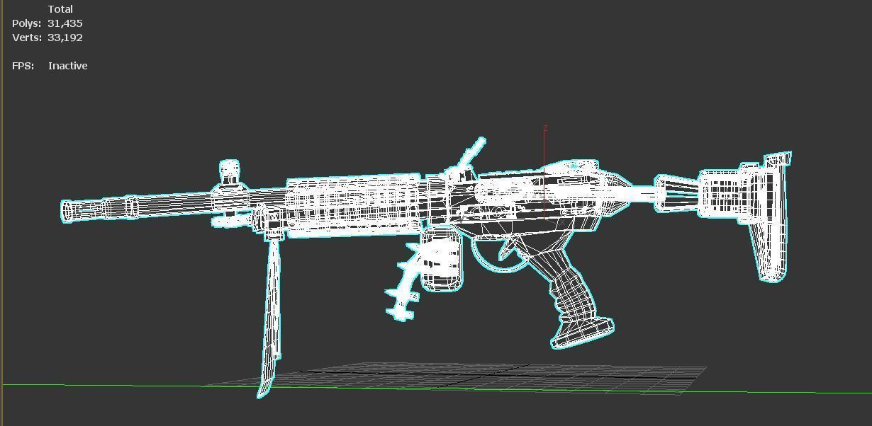 Machinegun machine gun Low-poly 3D model_19