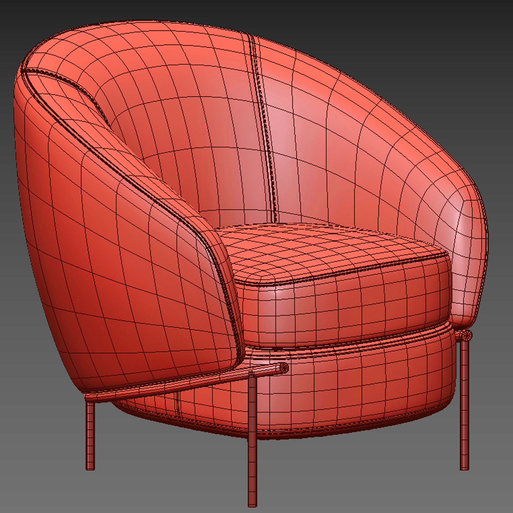 LLOYD Armchair Low-poly 3D model_2