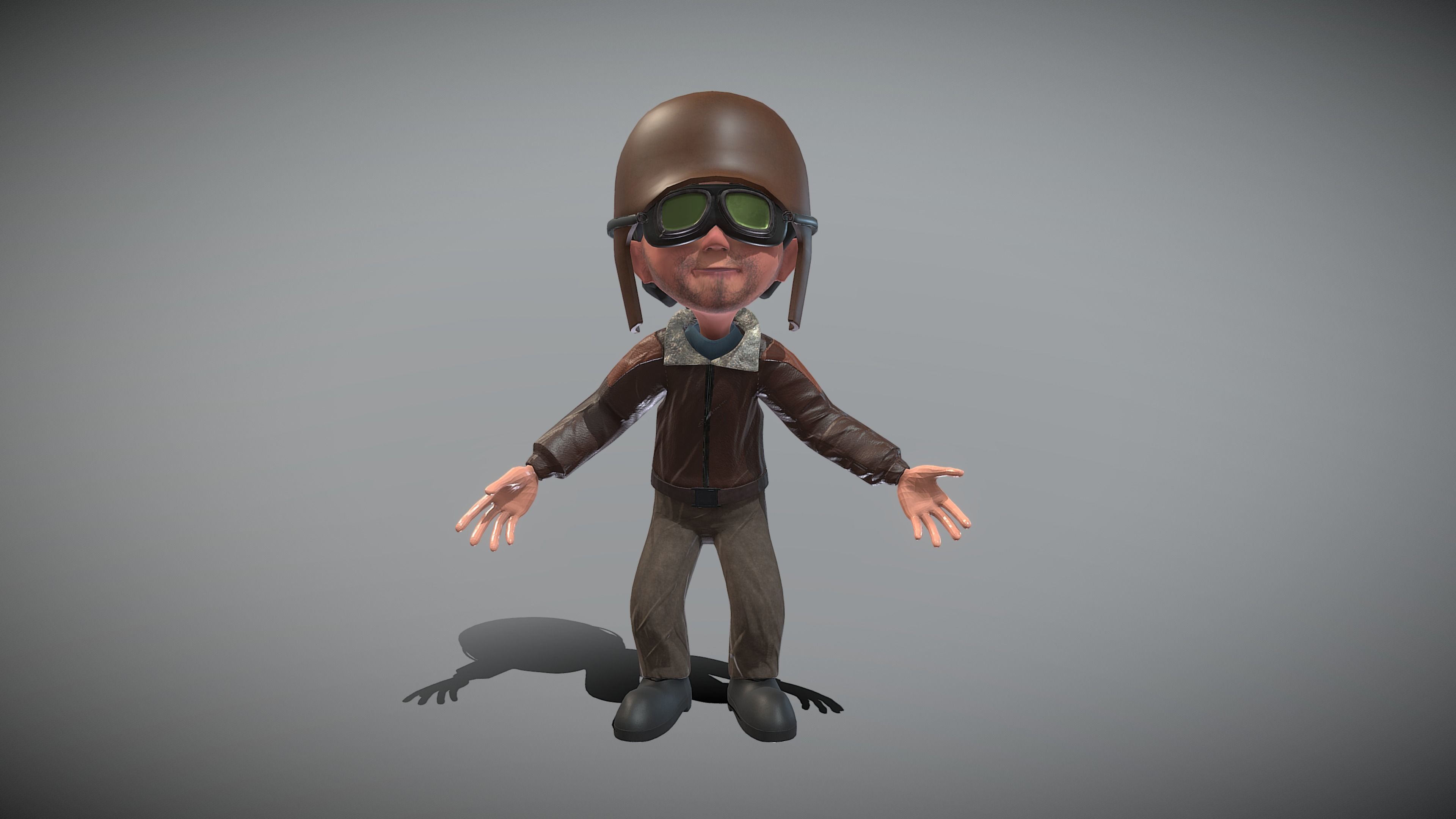 Cartoon Pilot Low-poly 3D model_4
