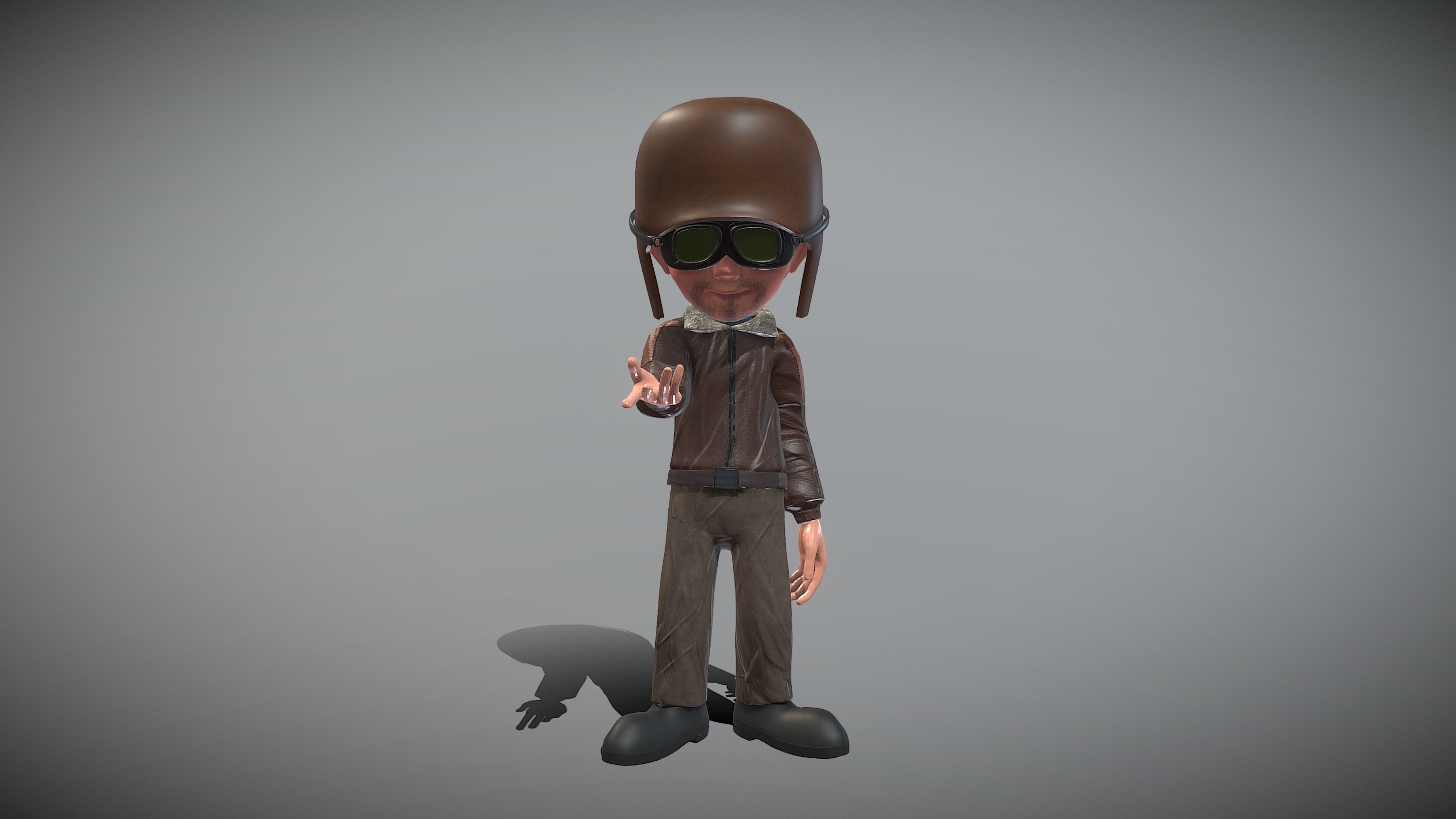 Cartoon Pilot Low-poly 3D model_7