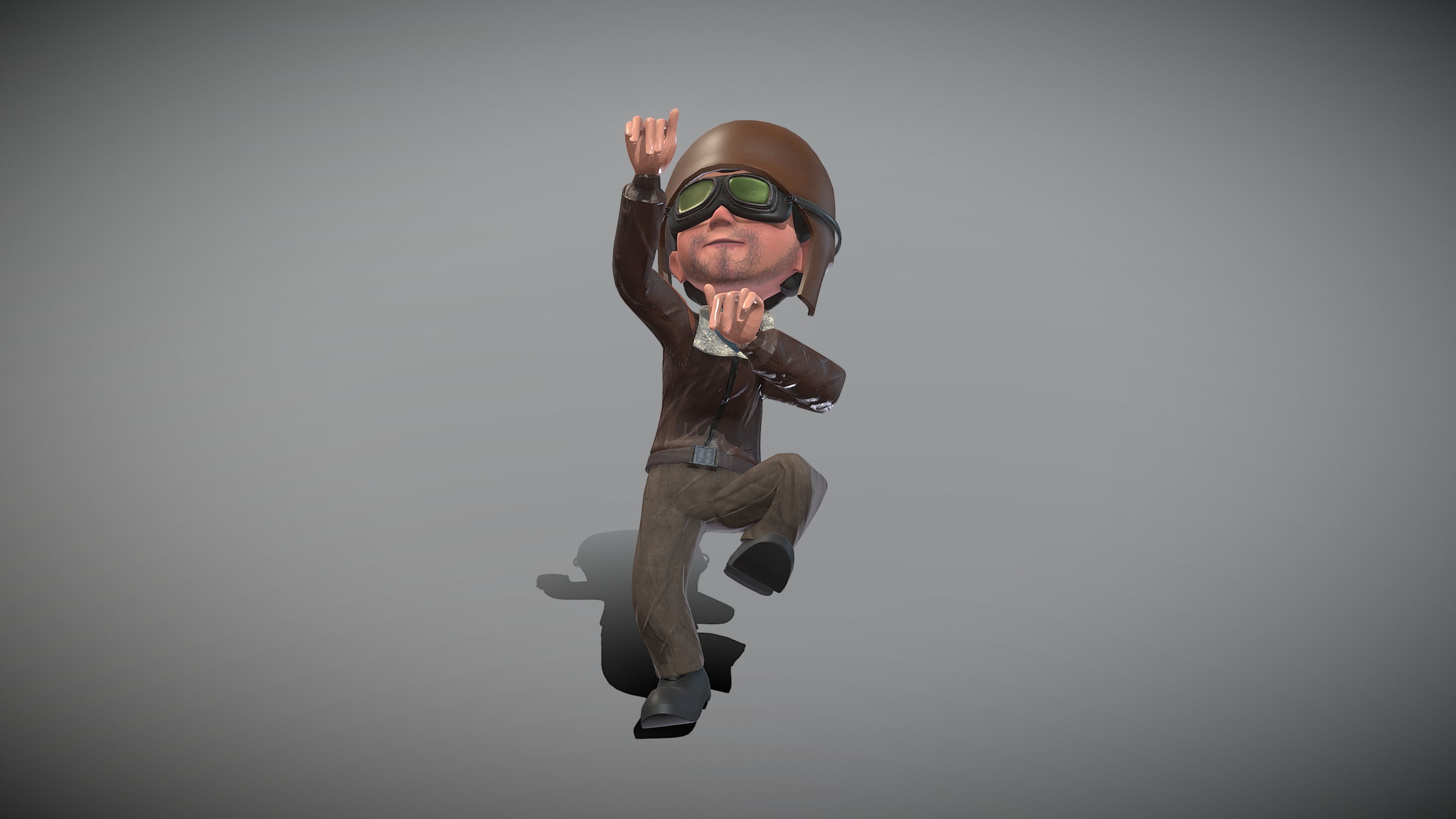 Cartoon Pilot Low-poly 3D model_5