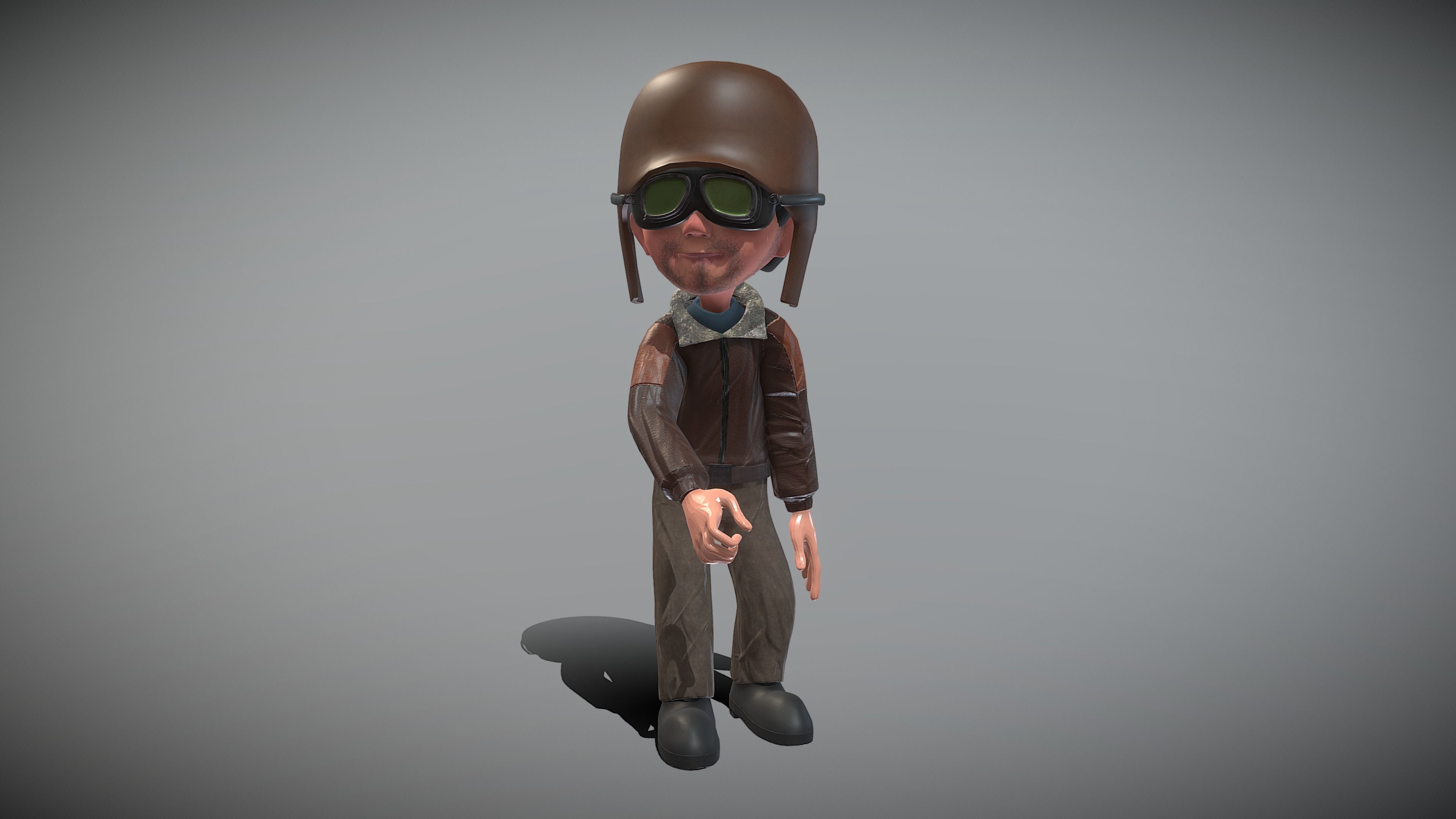 Cartoon Pilot Low-poly 3D model_3