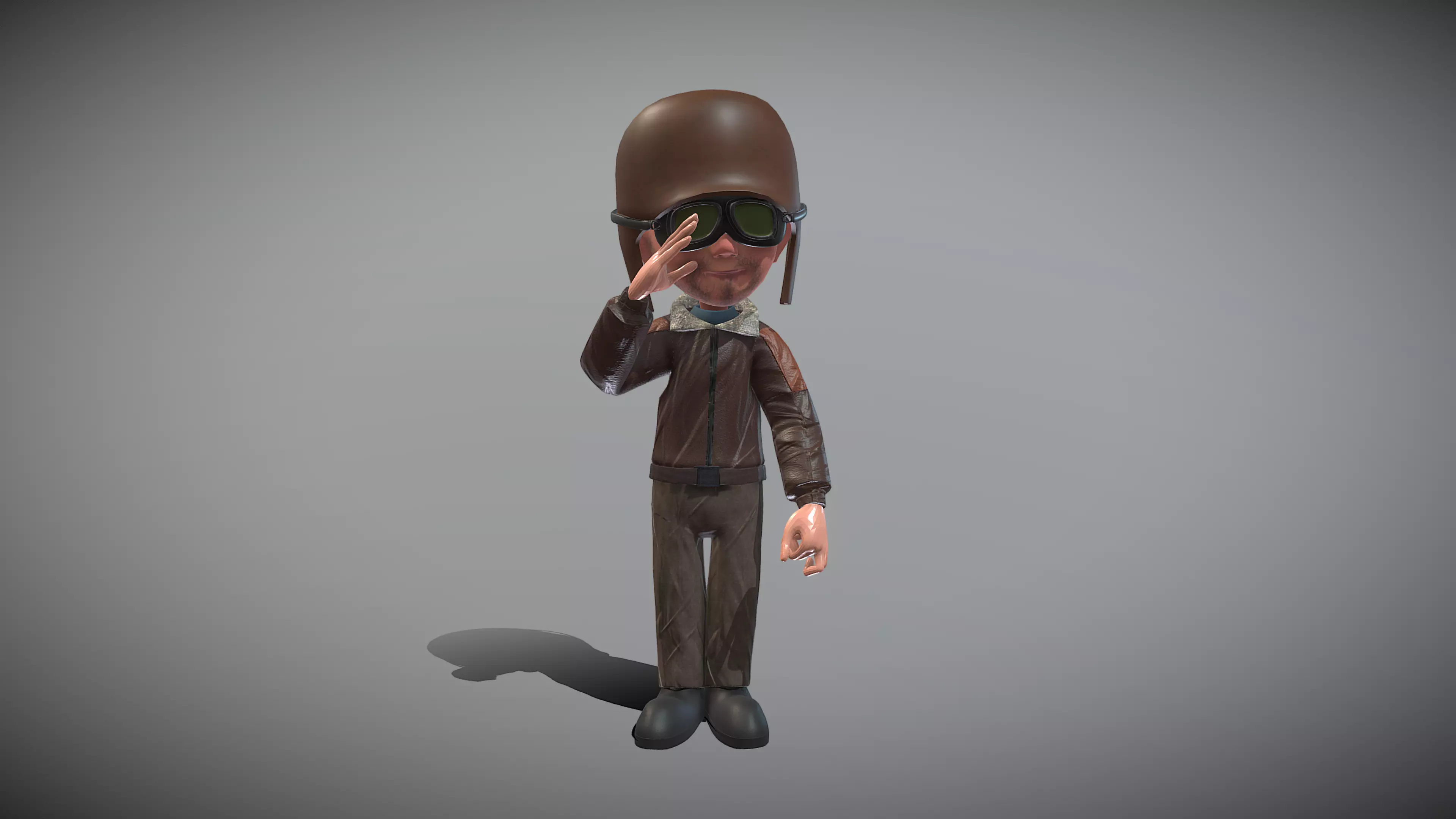 Cartoon Pilot Low-poly 3D model_0