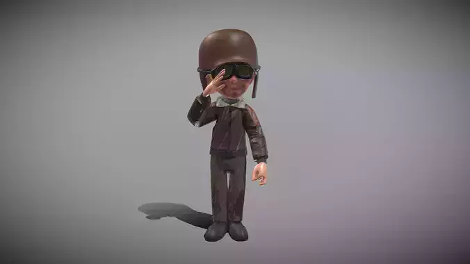 Cartoon Pilot Low-poly 3D model
