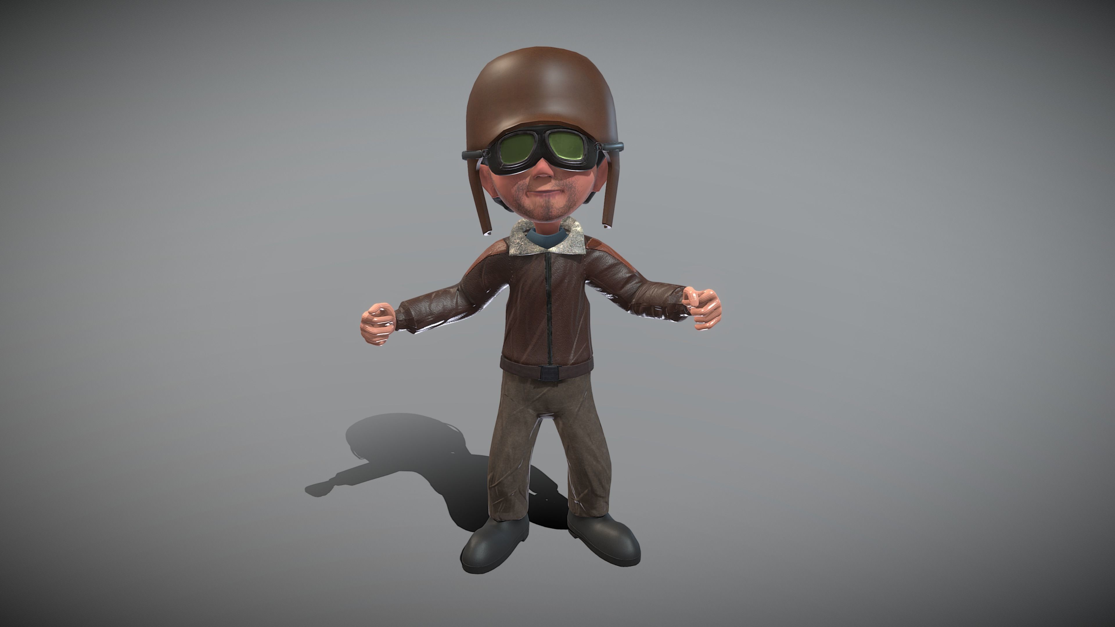 Cartoon Pilot Low-poly 3D model_9