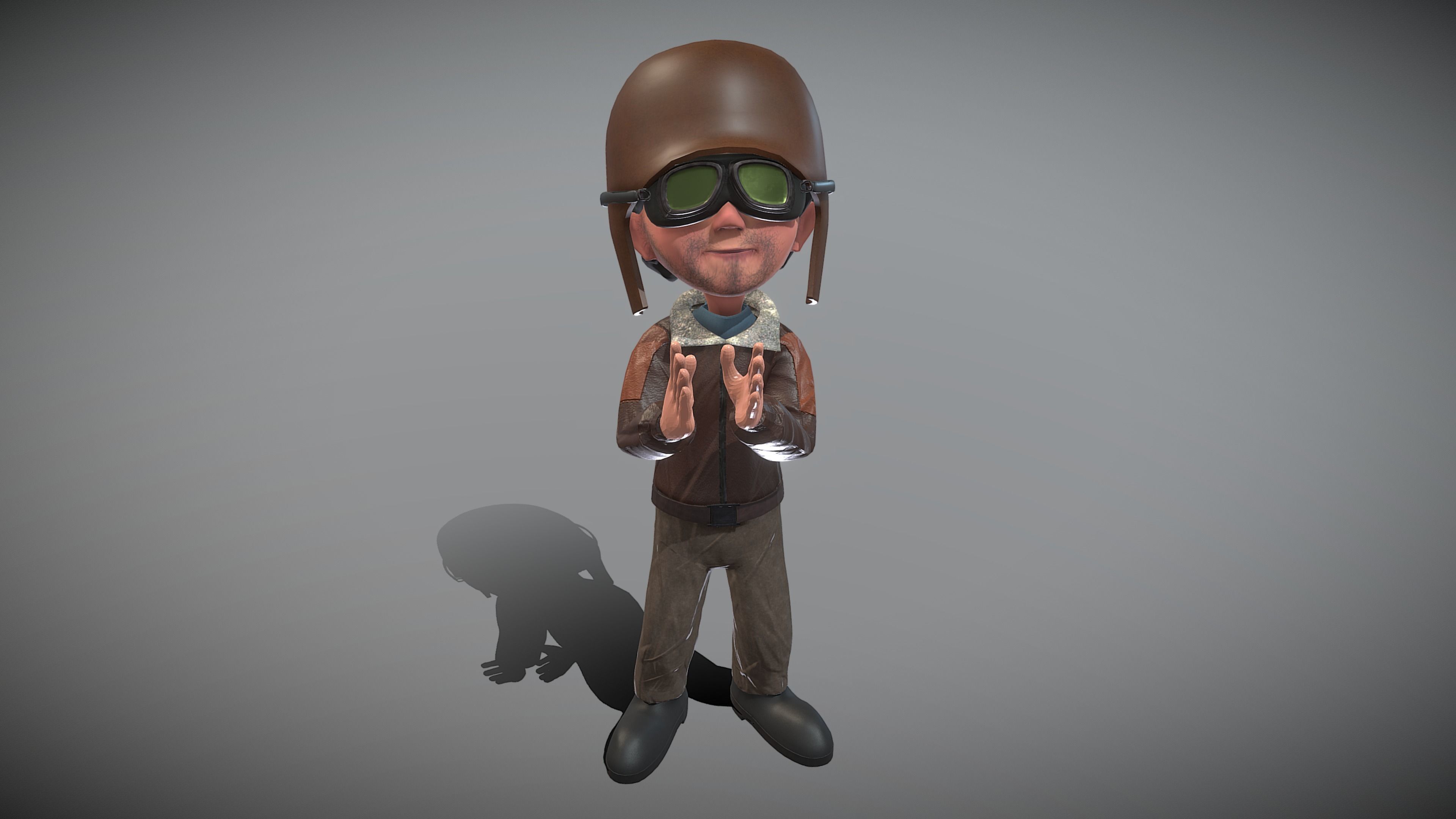 Cartoon Pilot Low-poly 3D model_2