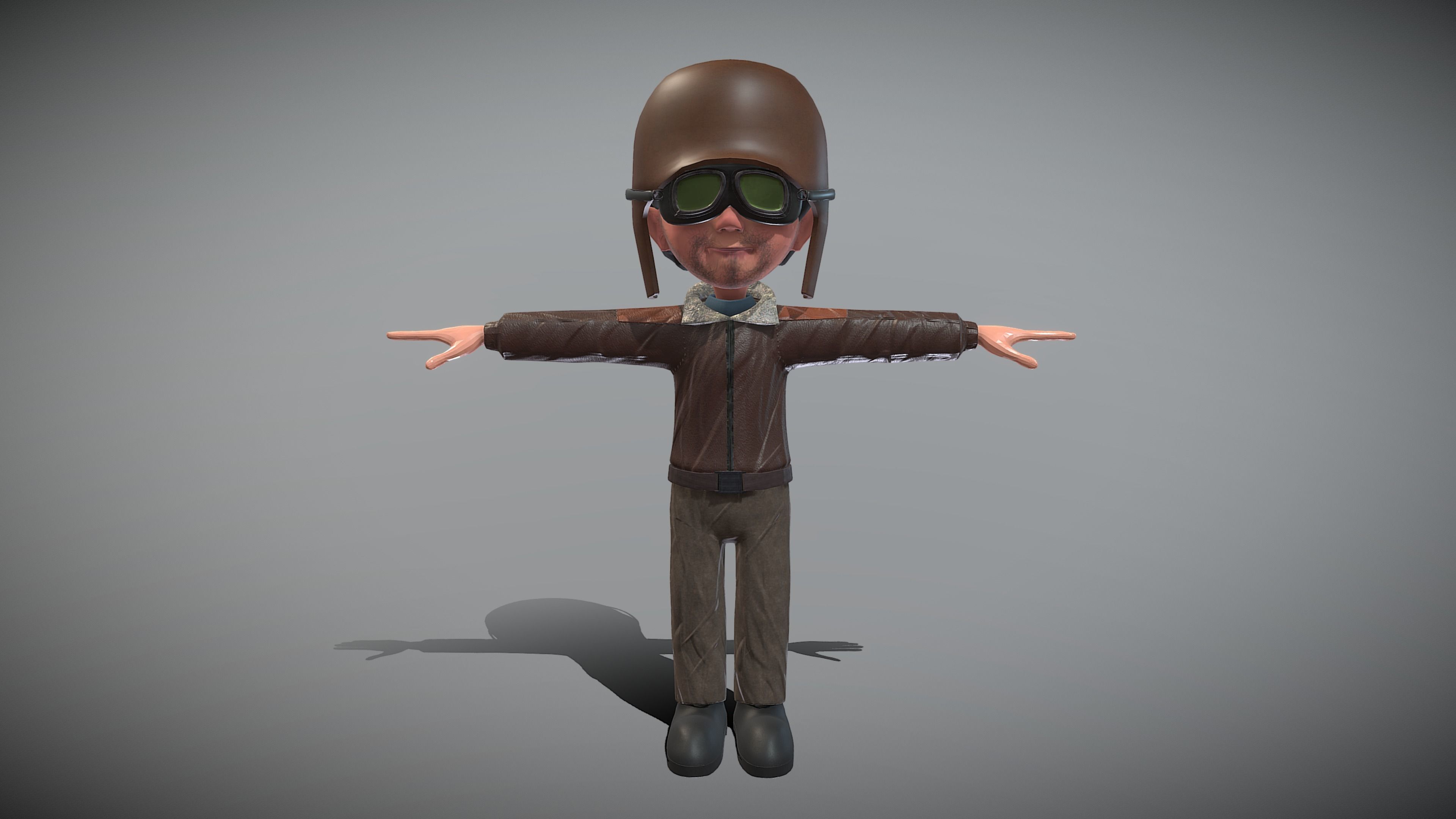 Cartoon Pilot Low-poly 3D model_11