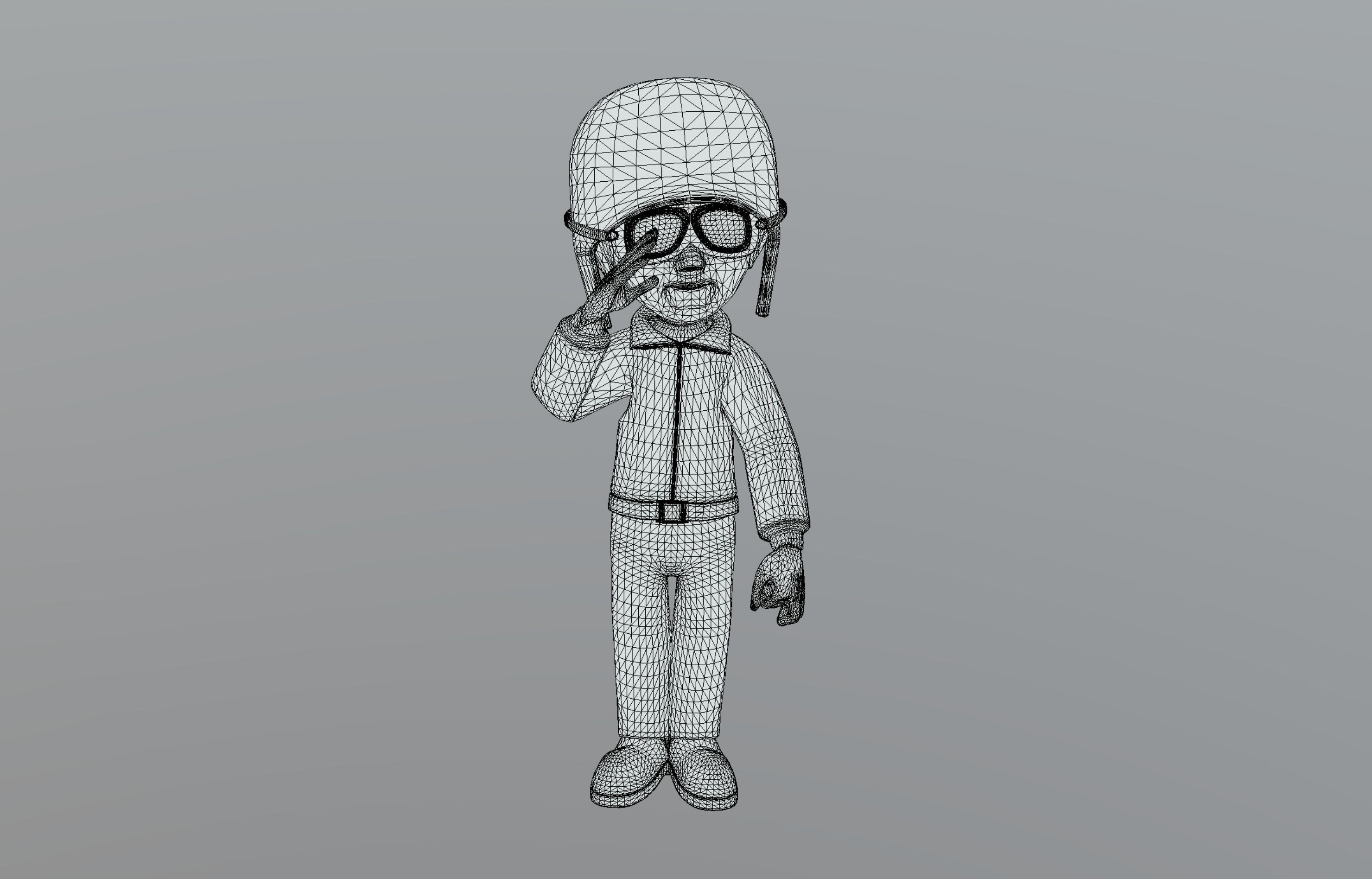 Cartoon Pilot Low-poly 3D model_12