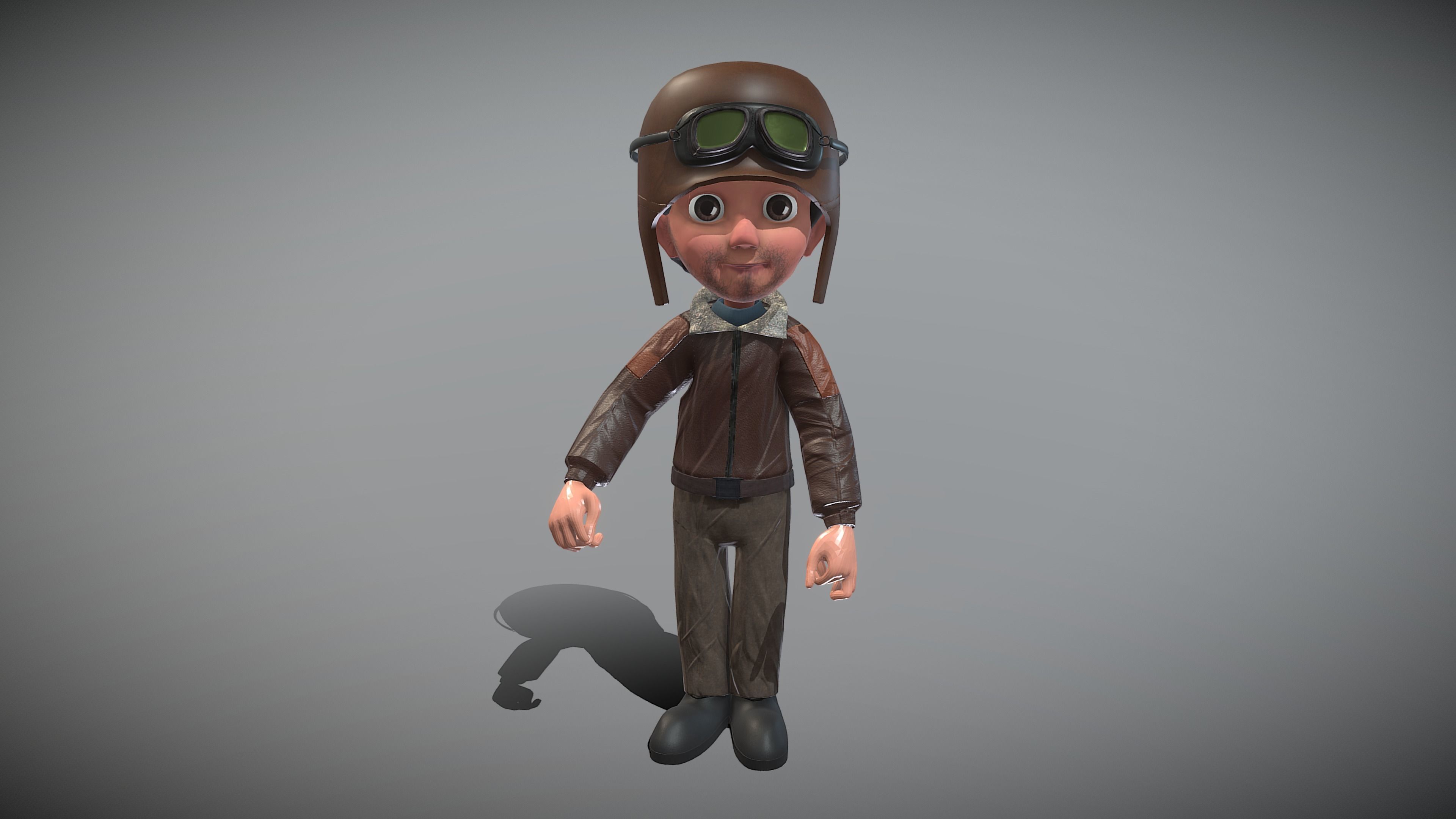 Cartoon Pilot Low-poly 3D model_10