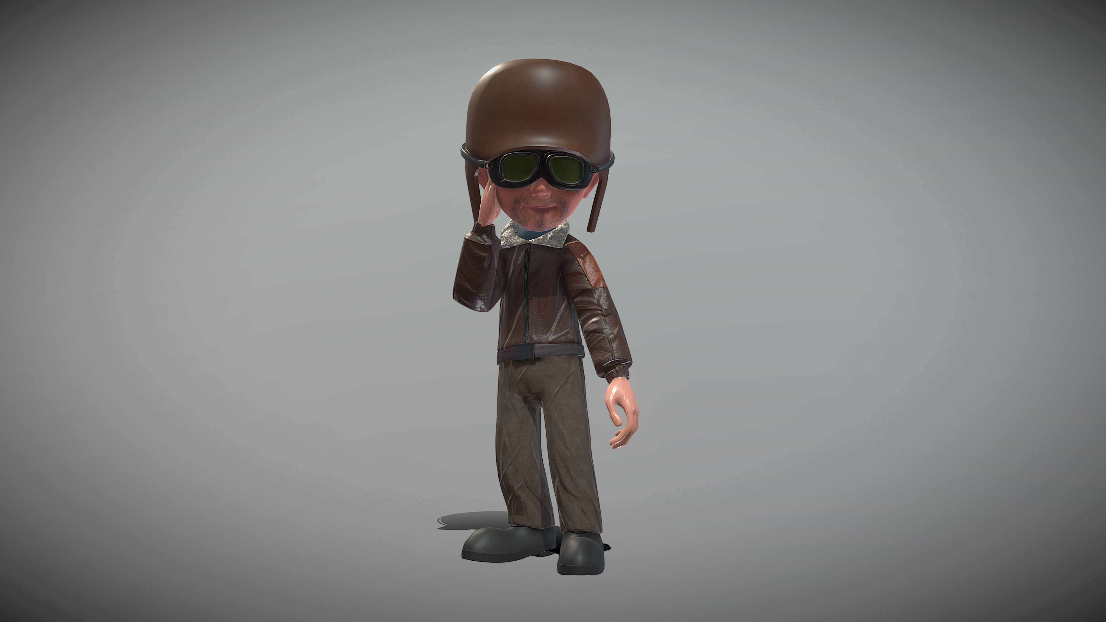 Cartoon Pilot Low-poly 3D model_6