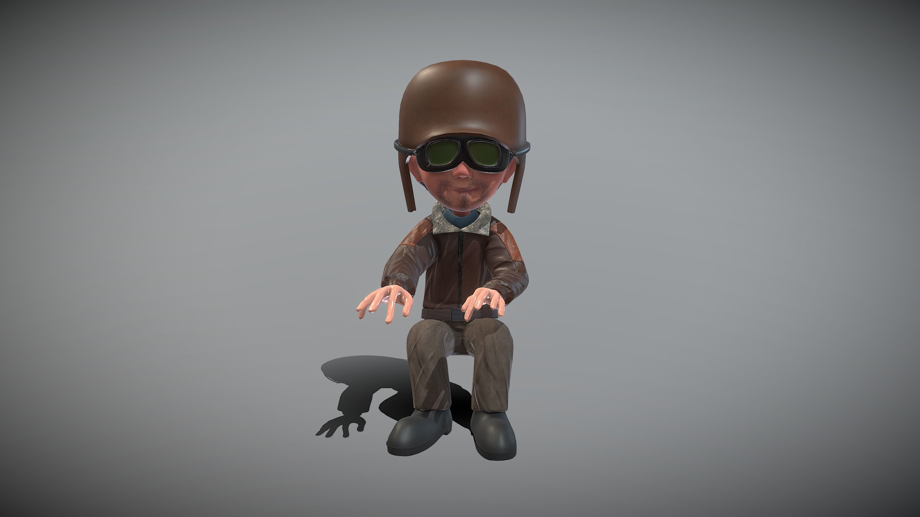 Cartoon Pilot Low-poly 3D model_8