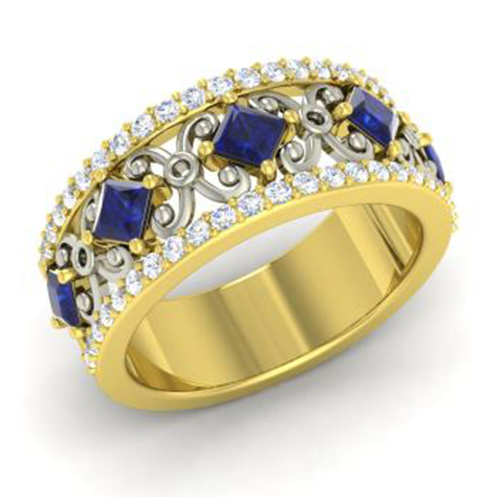 princess cut and brilliant designed ring 3D print model_4