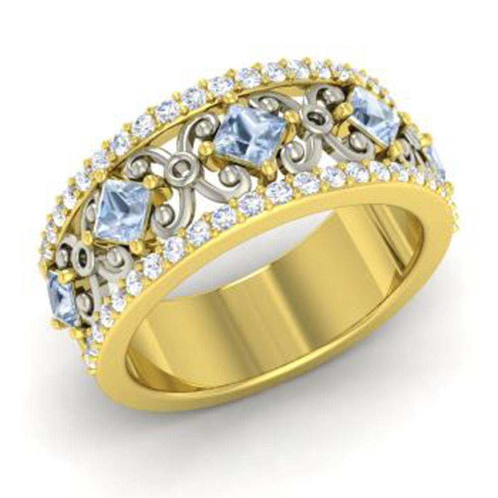 princess cut and brilliant designed ring 3D print model_2