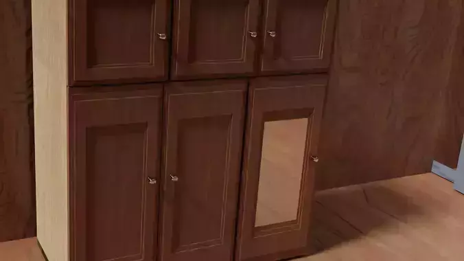 Wardrobe wooden cabinet with three doors