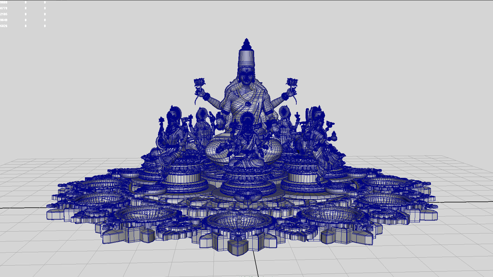 clay oil lamp ashtalakshmi 3D model_7