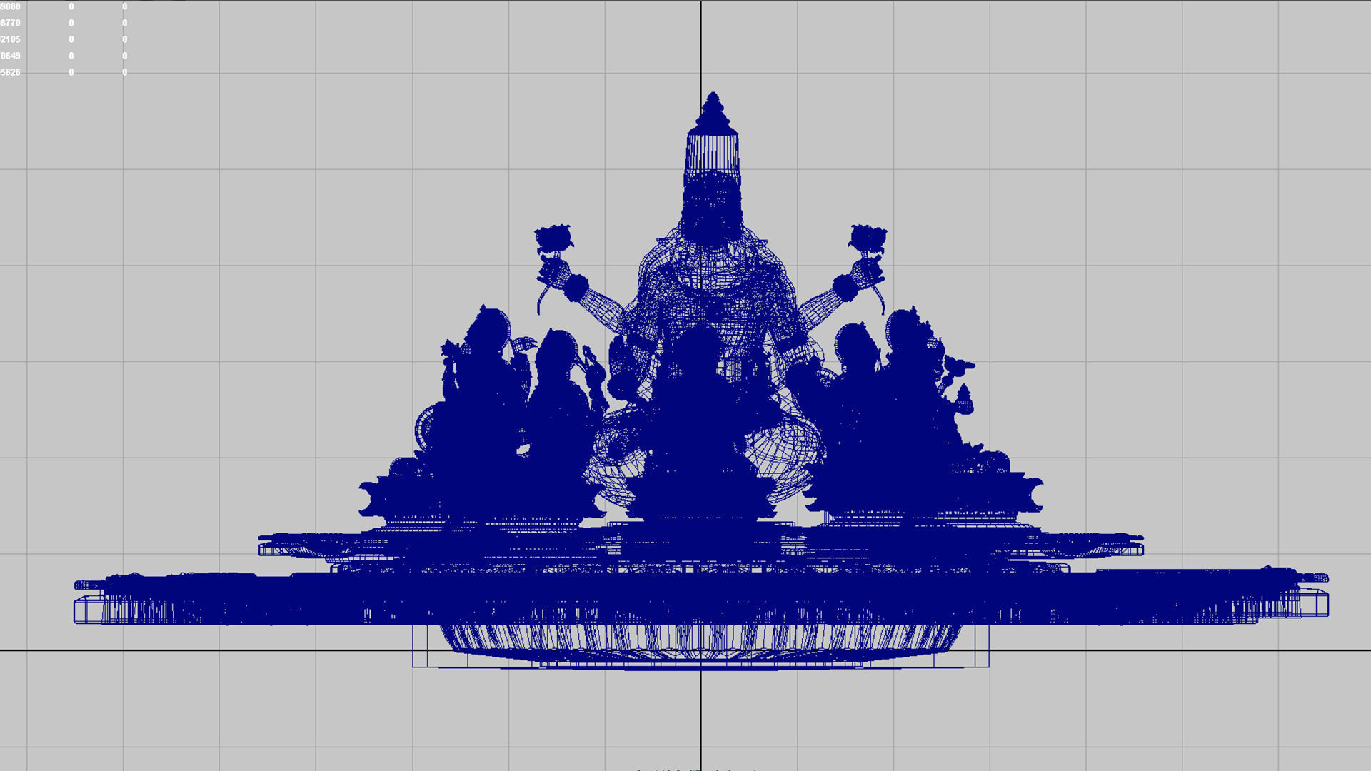 clay oil lamp ashtalakshmi 3D model_4