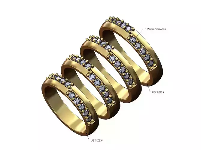 Split half eternity diamond rounded band US sizes 6to9