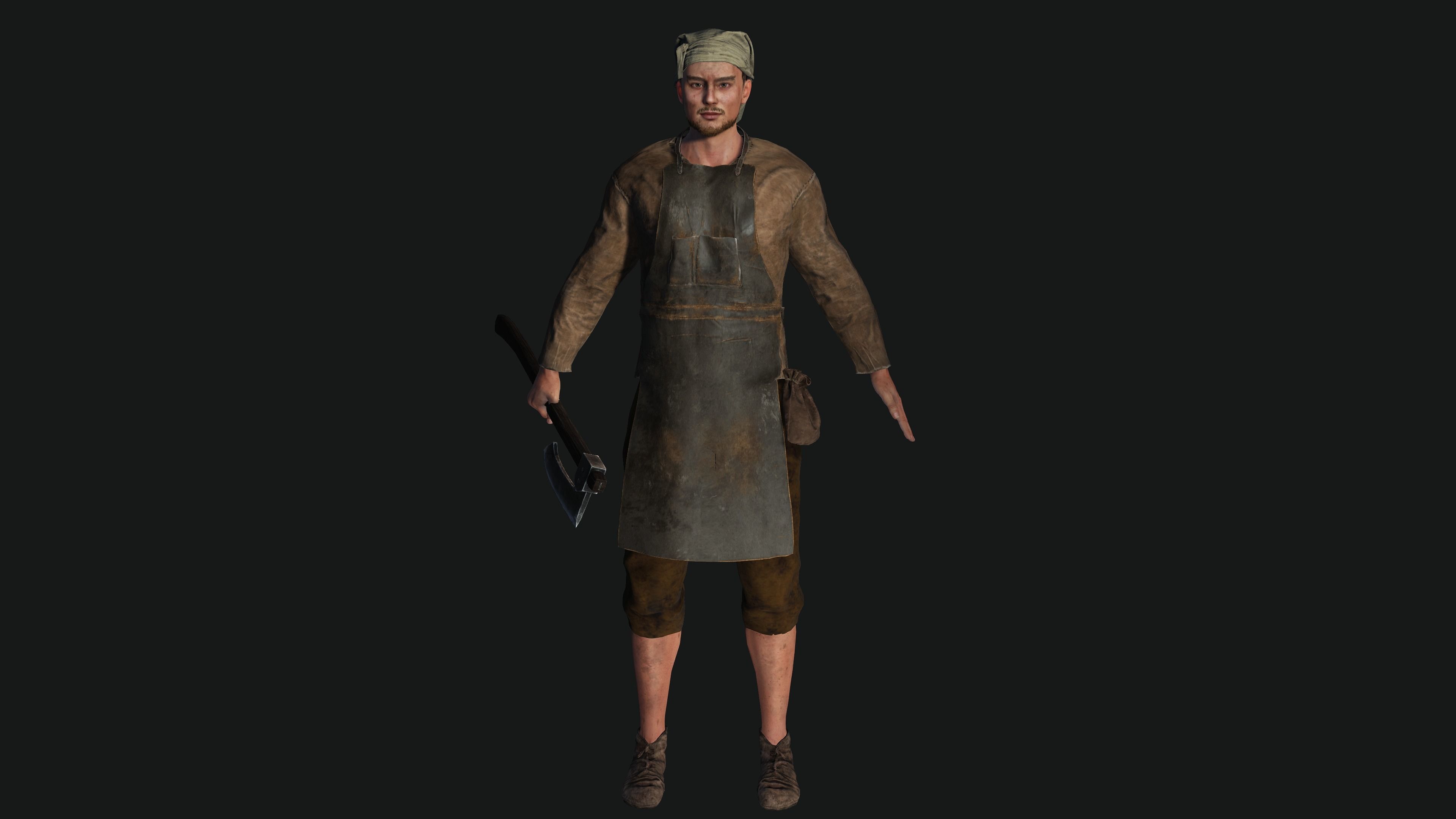 3D AAA Medieval Male Character - Butcher Man  Low-poly 3D model_5