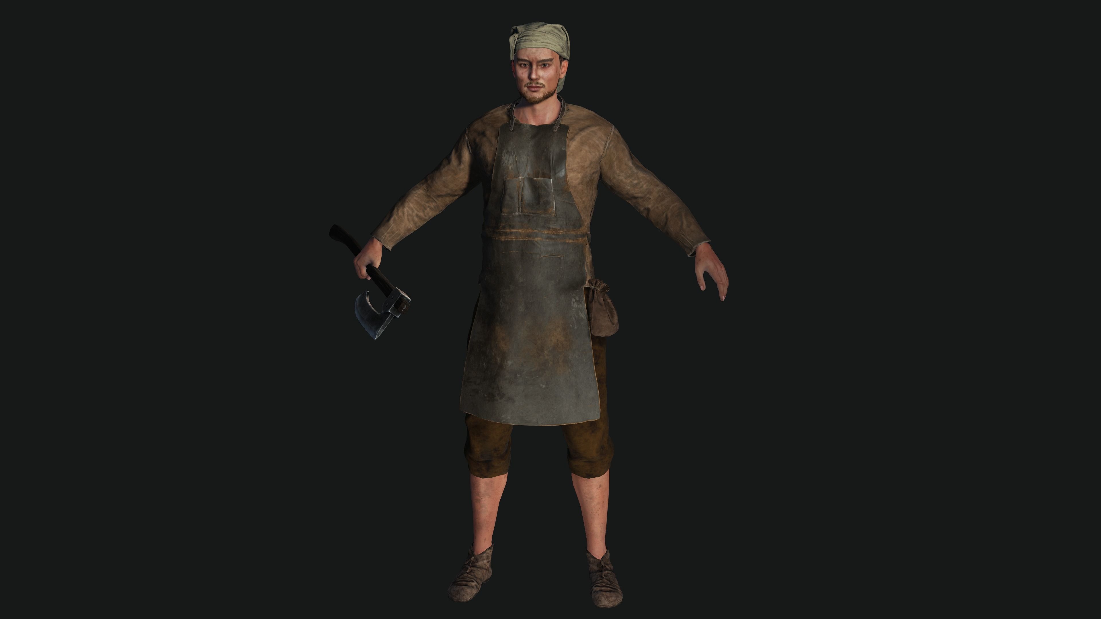 3D AAA Medieval Male Character - Butcher Man  Low-poly 3D model_4
