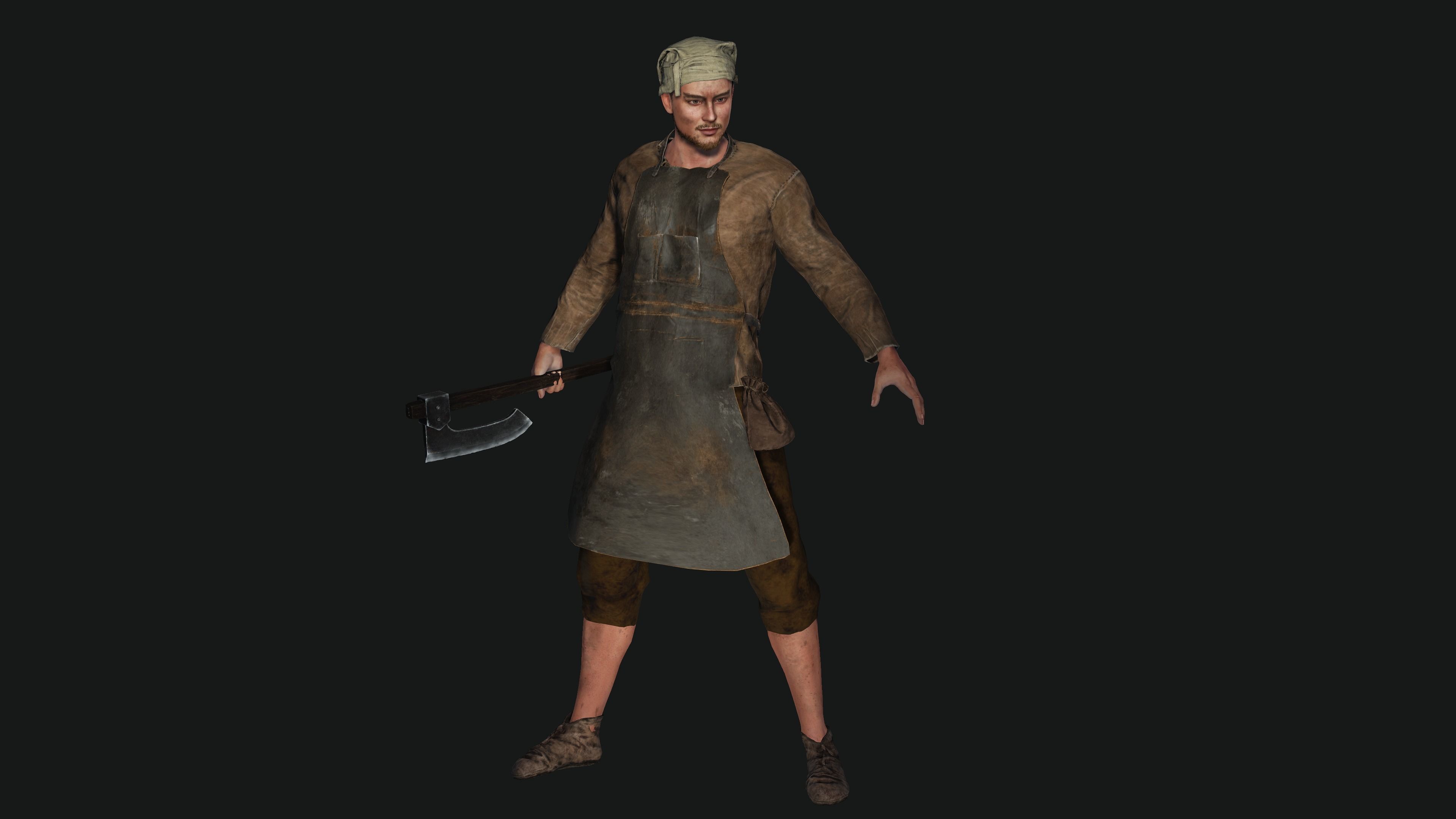 3D AAA Medieval Male Character - Butcher Man  Low-poly 3D model_6
