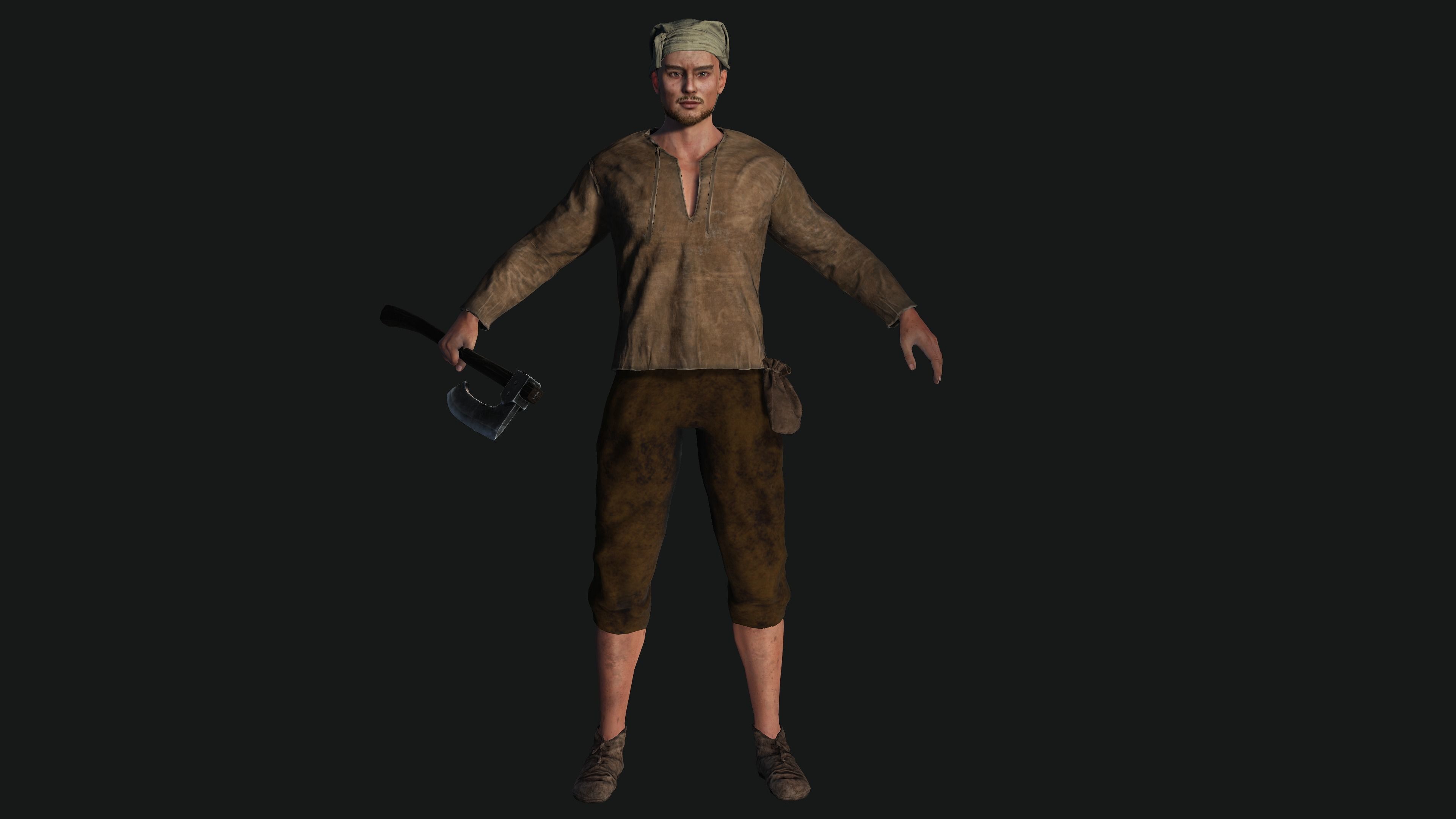 3D AAA Medieval Male Character - Butcher Man  Low-poly 3D model_9