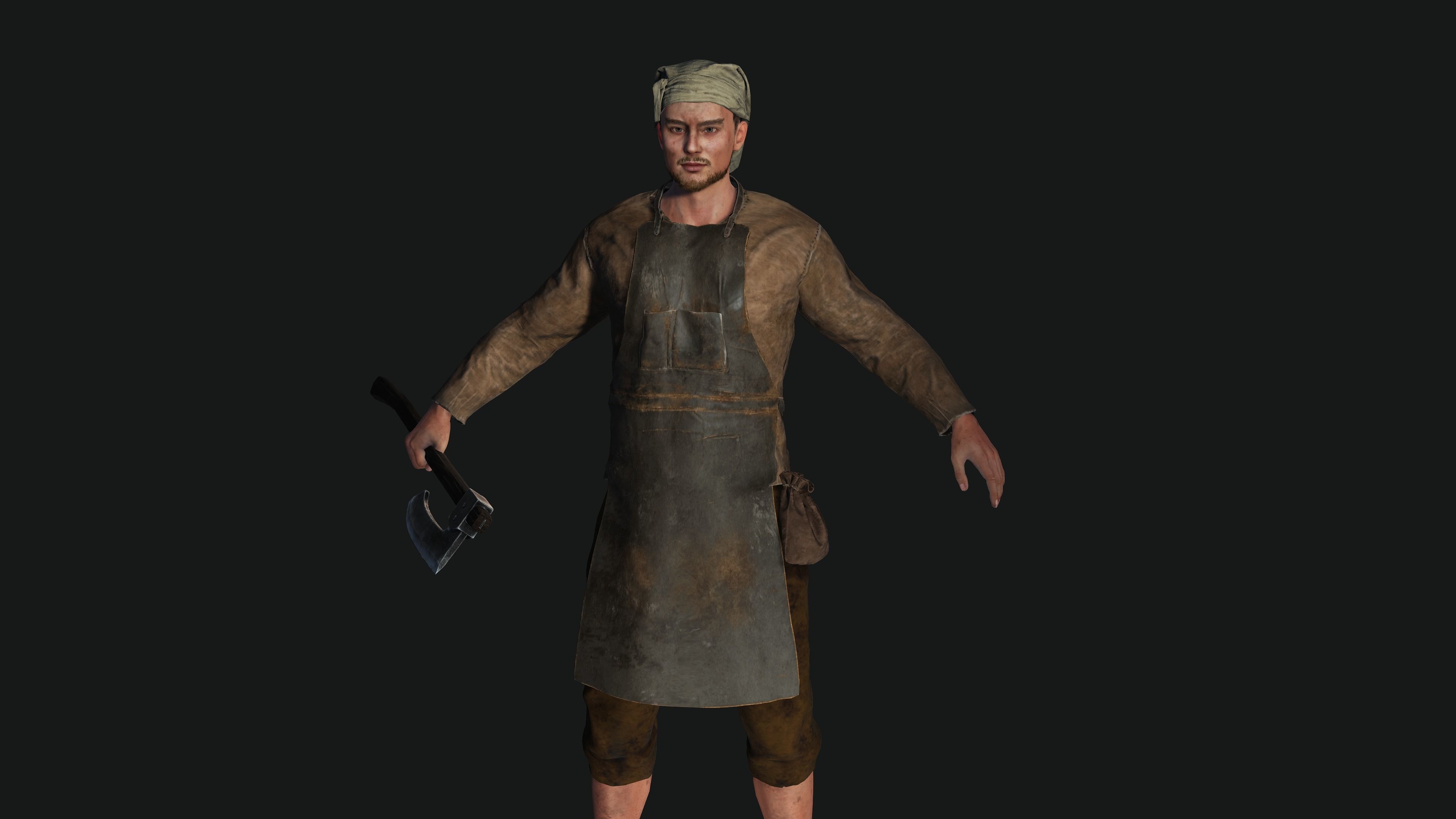 3D AAA Medieval Male Character - Butcher Man  Low-poly 3D model_2