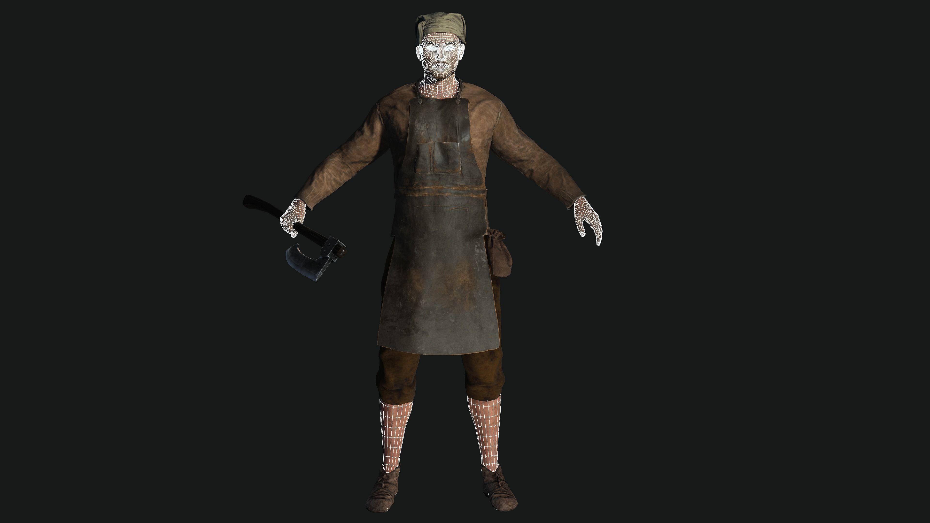 3D AAA Medieval Male Character - Butcher Man  Low-poly 3D model_14