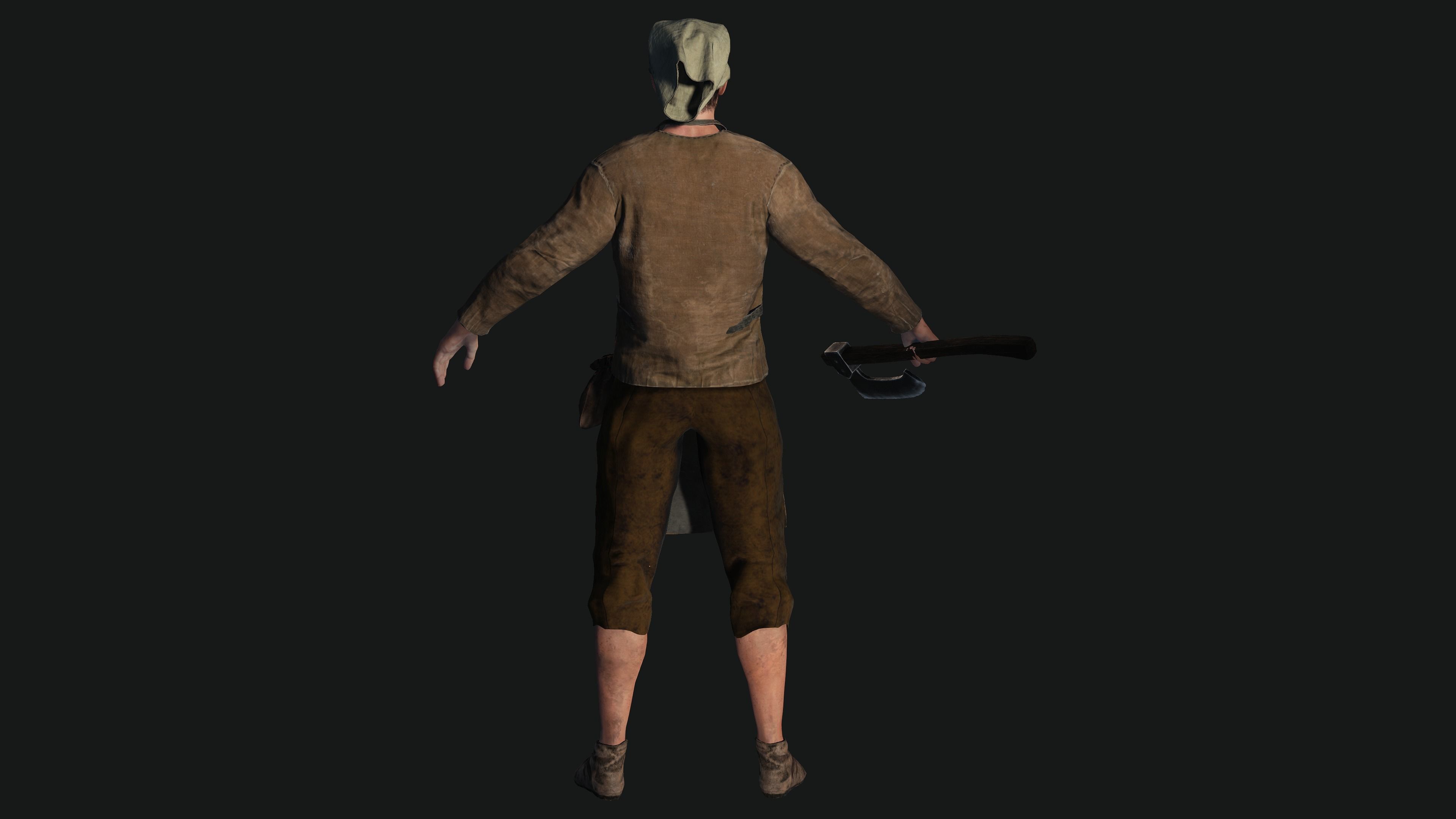 3D AAA Medieval Male Character - Butcher Man  Low-poly 3D model_12