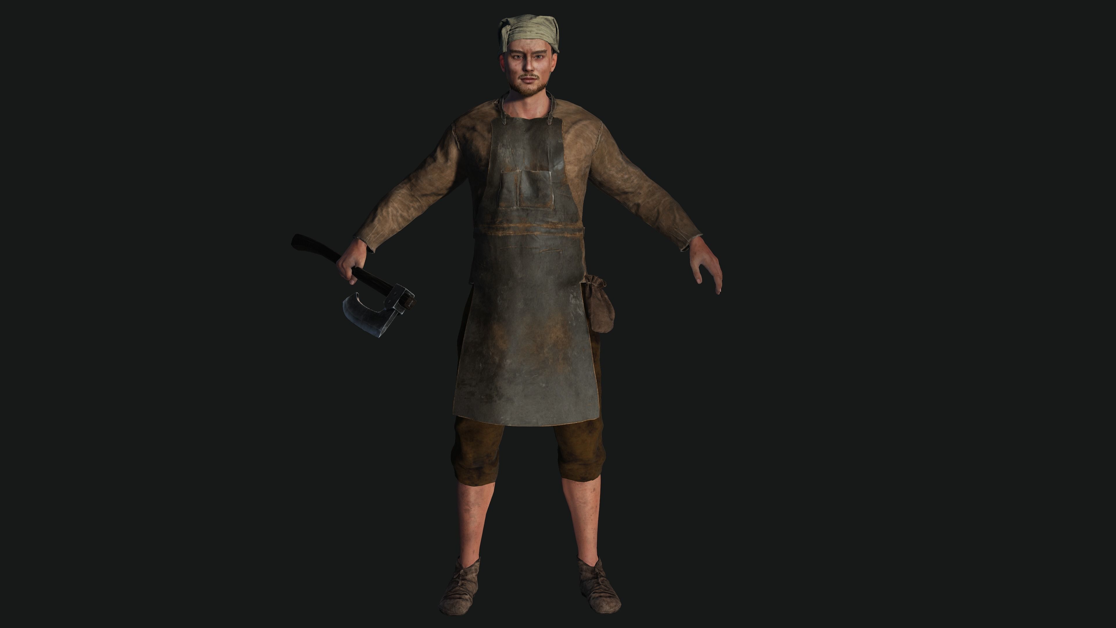 3D AAA Medieval Male Character - Butcher Man  Low-poly 3D model_8