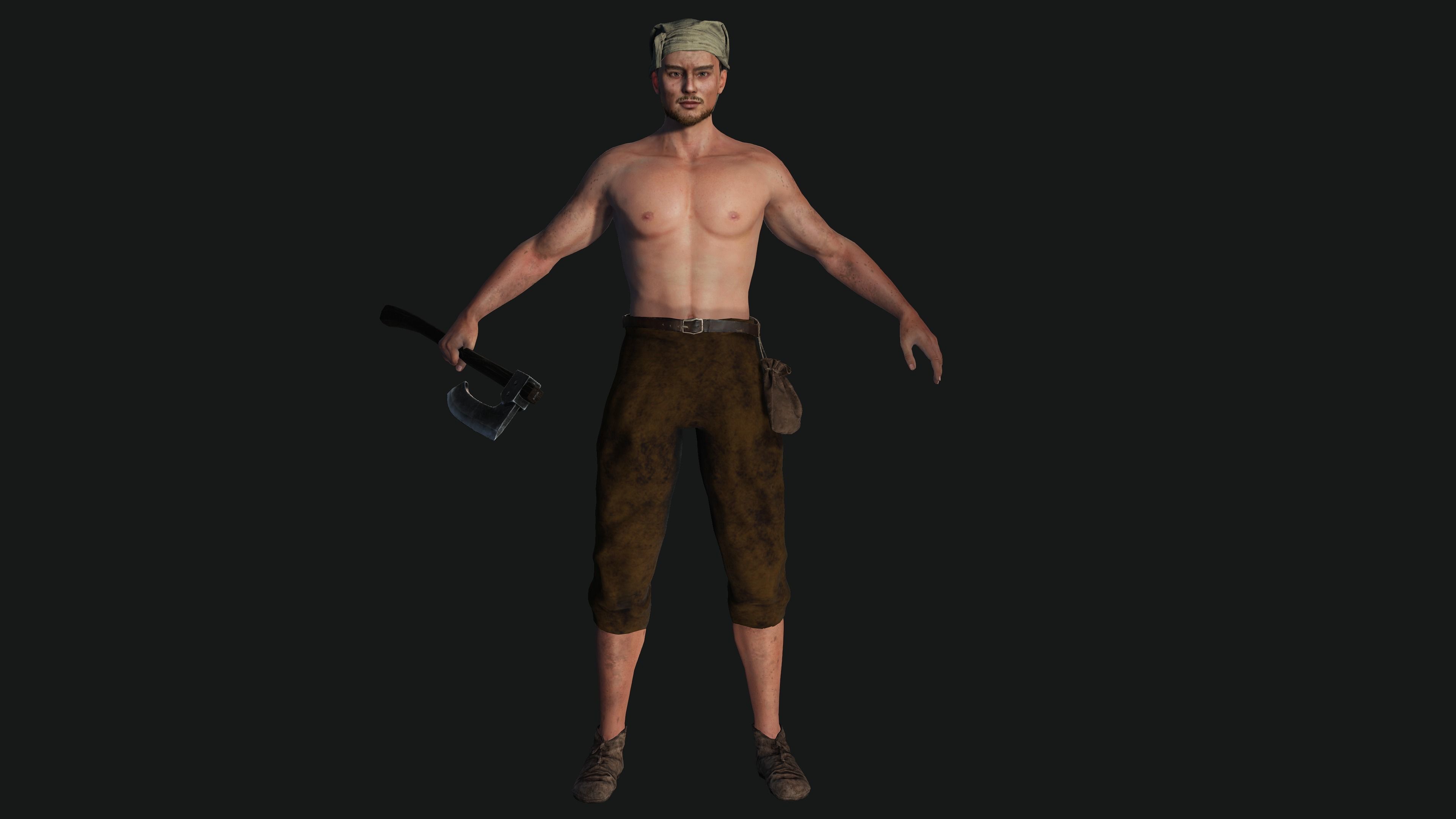 3D AAA Medieval Male Character - Butcher Man  Low-poly 3D model_10