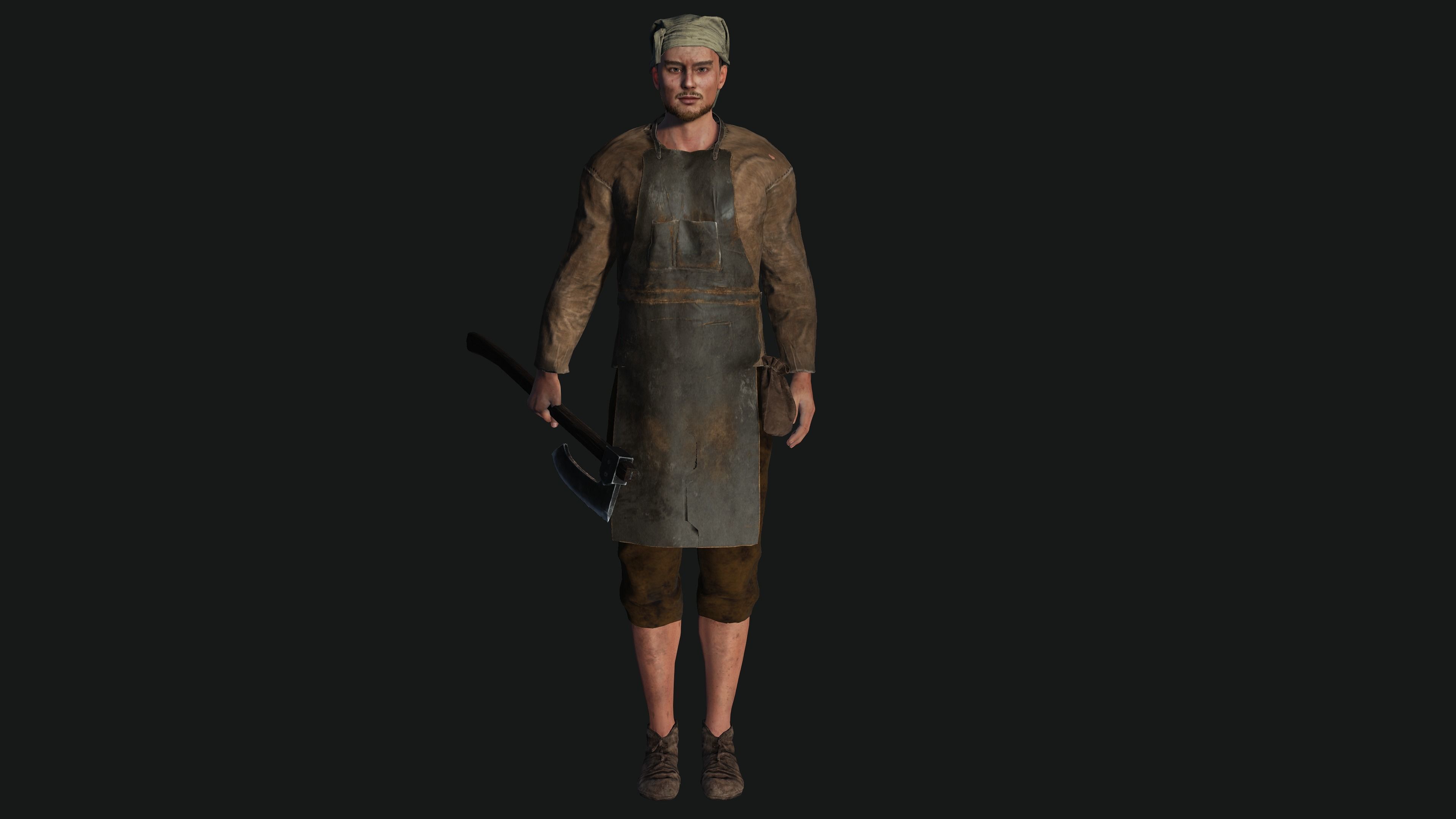 3D AAA Medieval Male Character - Butcher Man  Low-poly 3D model_7