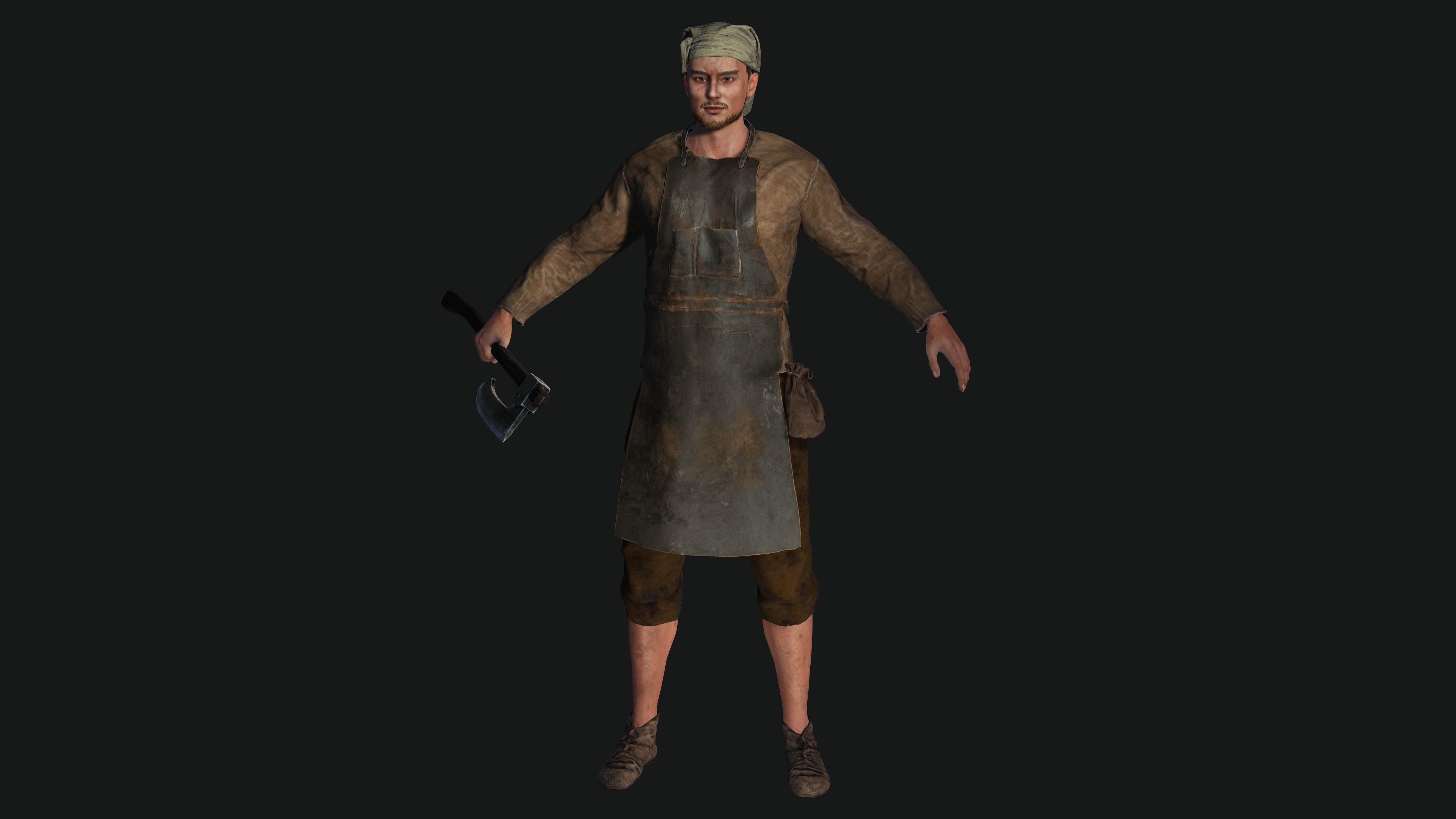 3D AAA Medieval Male Character - Butcher Man  Low-poly 3D model_1