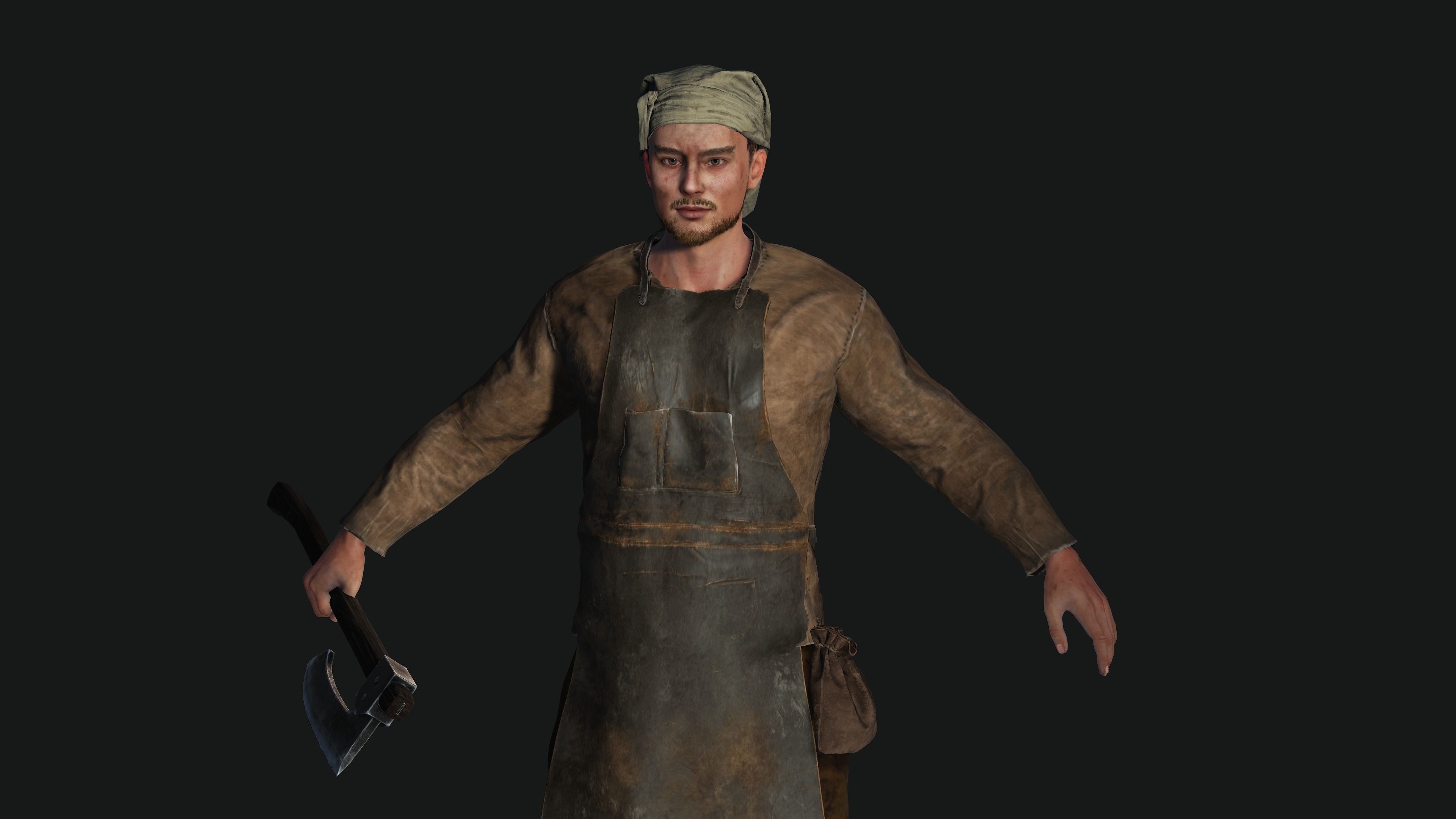 3D AAA Medieval Male Character - Butcher Man  Low-poly 3D model_3