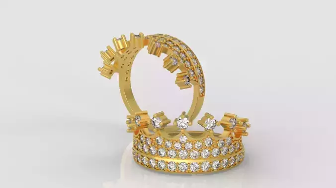 Crown Diamond Ring 3D print model  C09