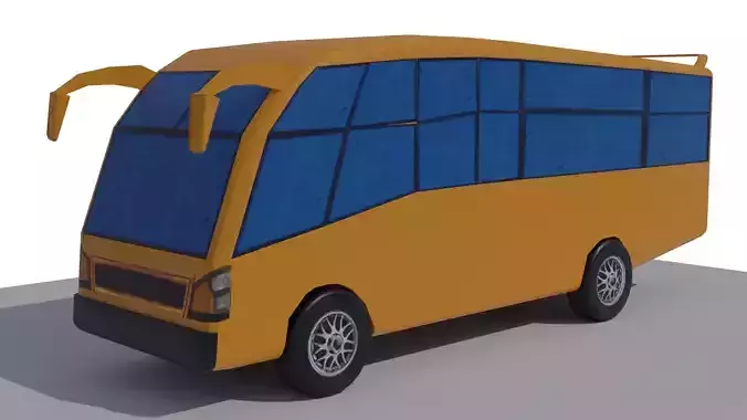 Game Ready Minibus school bus Low-poly 3D model