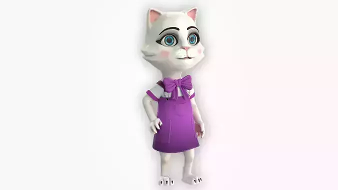 Cartoon Cat Girl Cloth Low-poly 3D model