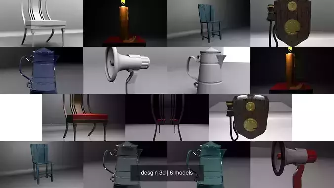 desgin 3d candle with letter l 3D Model Collection