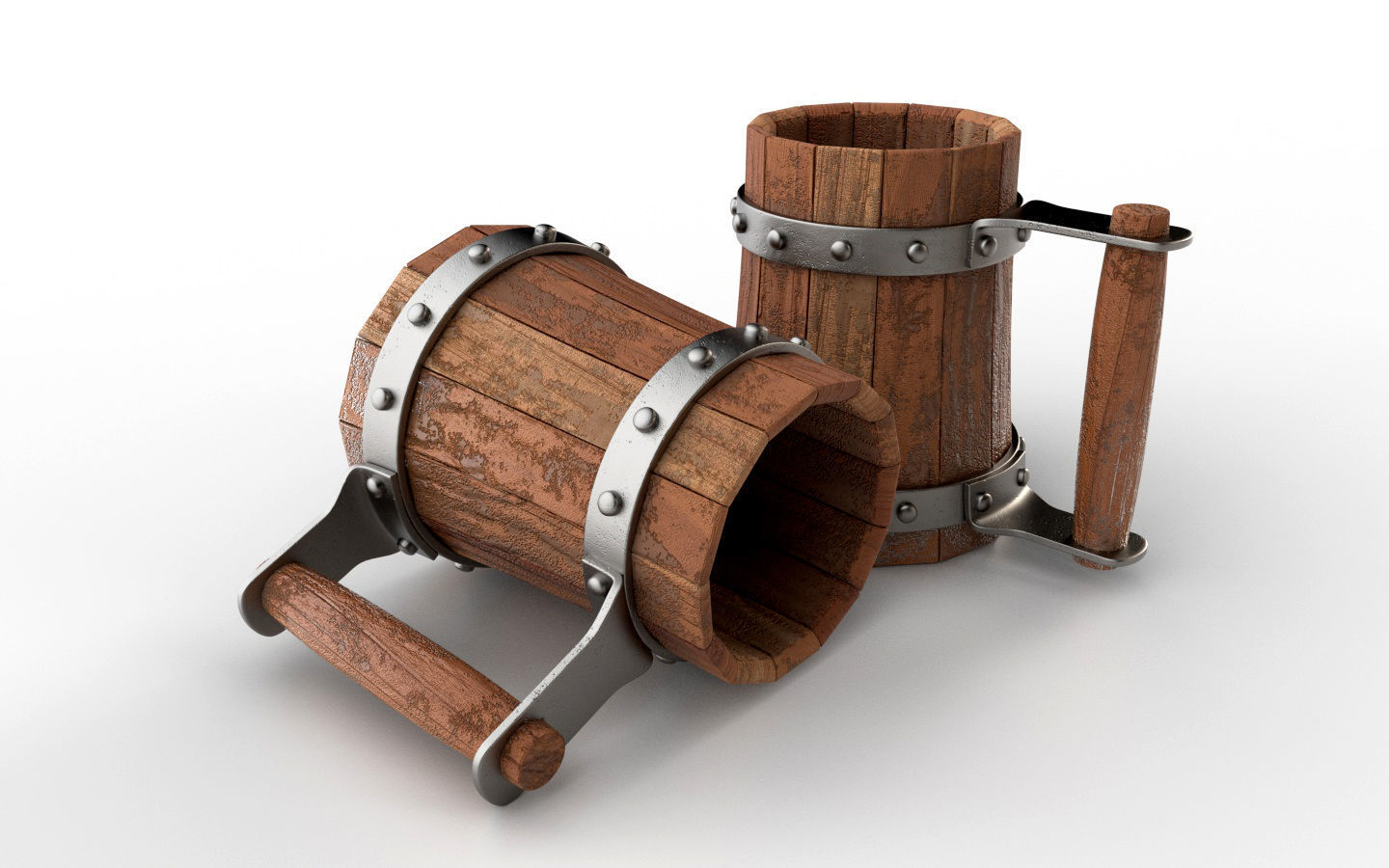 Wooden mug 3D model_1