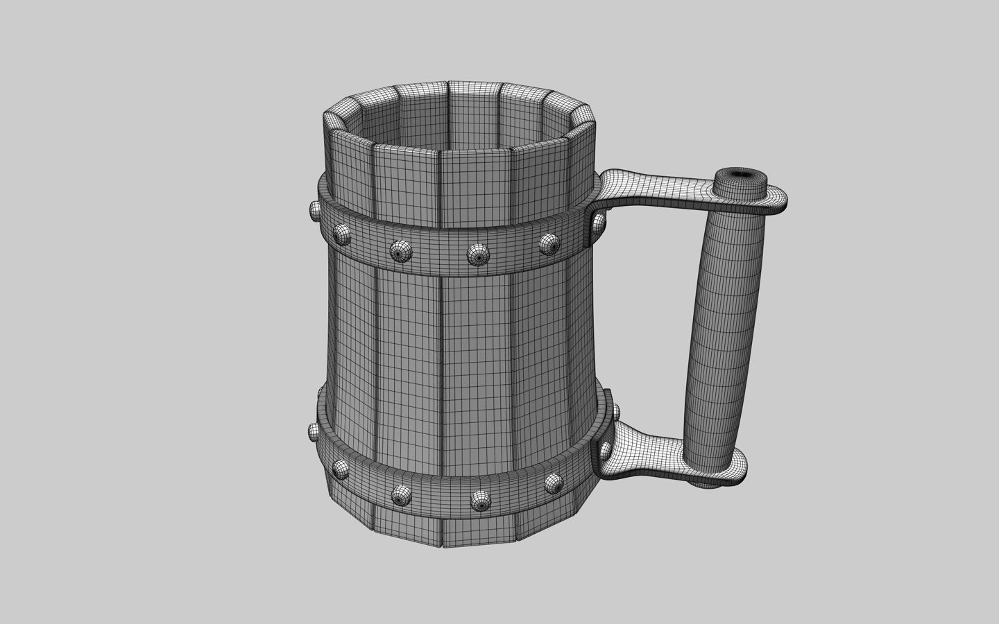 Wooden mug 3D model_4