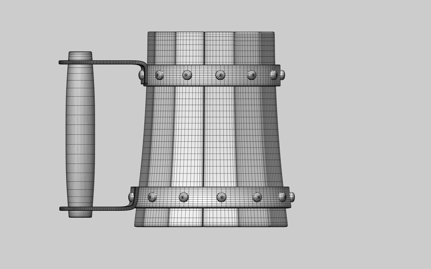 Wooden mug 3D model_2