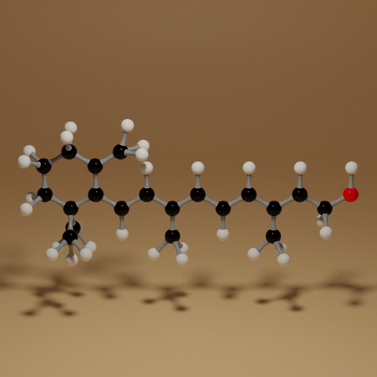 Vitamin A Retinol C20H30O Molecule 3D model_7