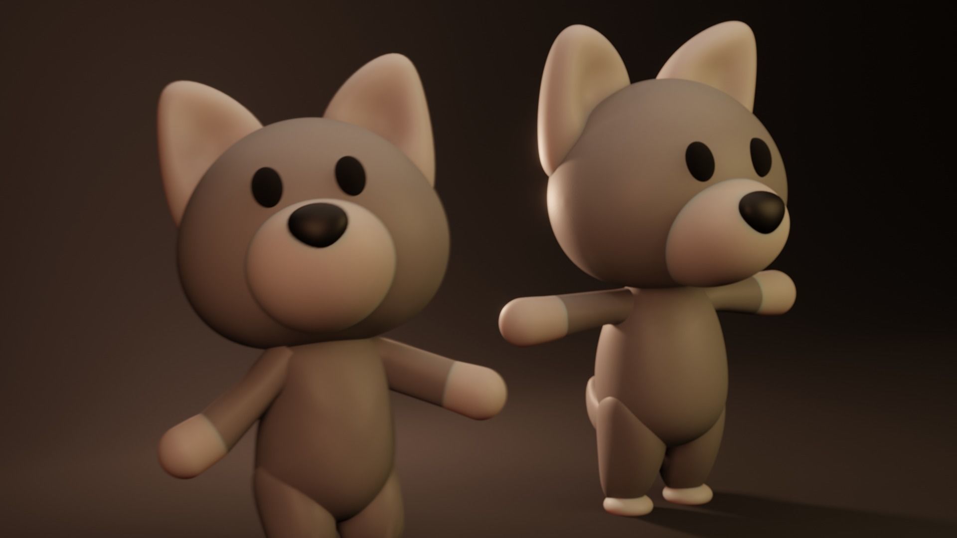 Wolf 3d model two cartoon animals 3D model_1