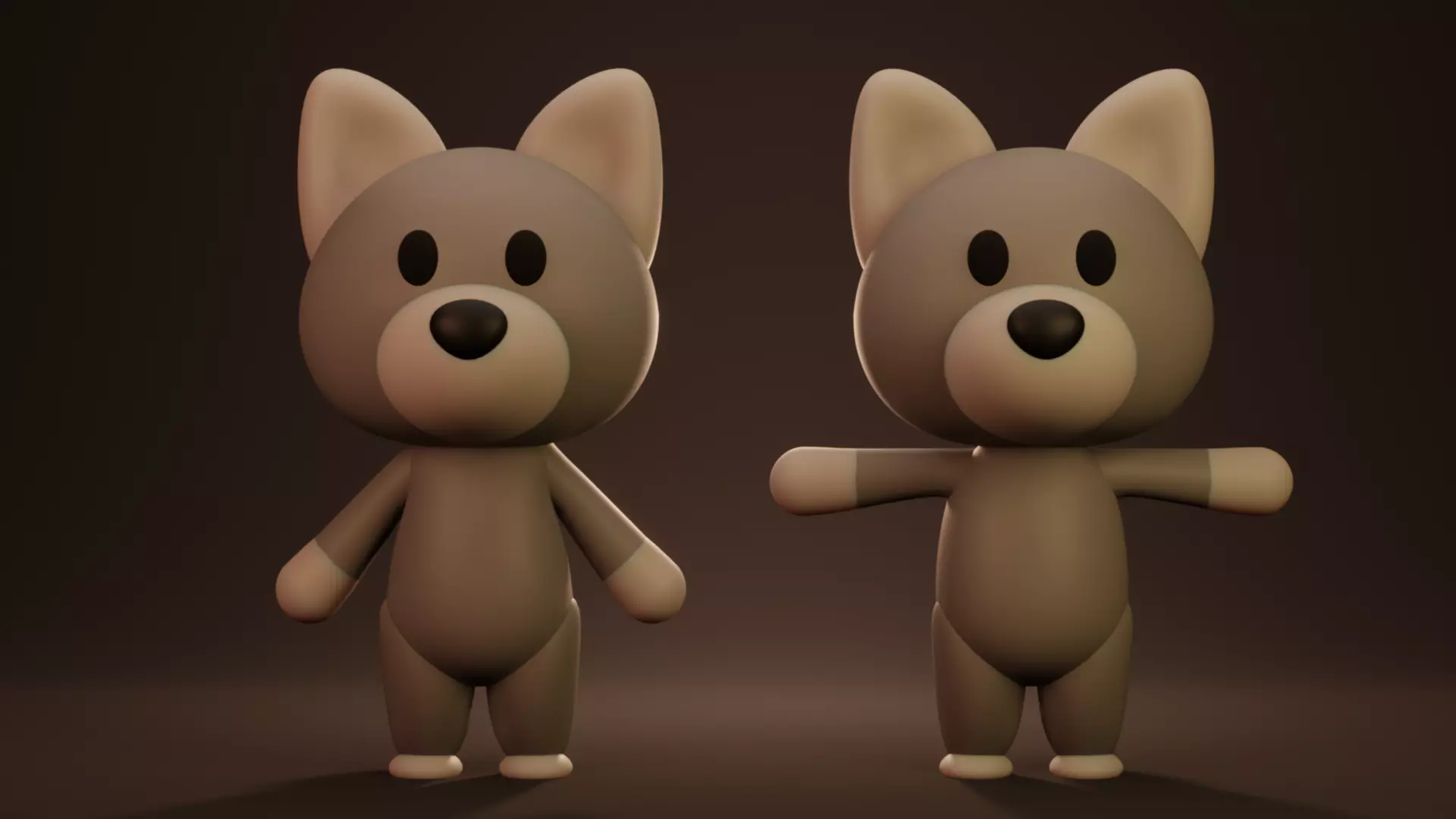 Wolf 3d model two cartoon animals 3D model_0
