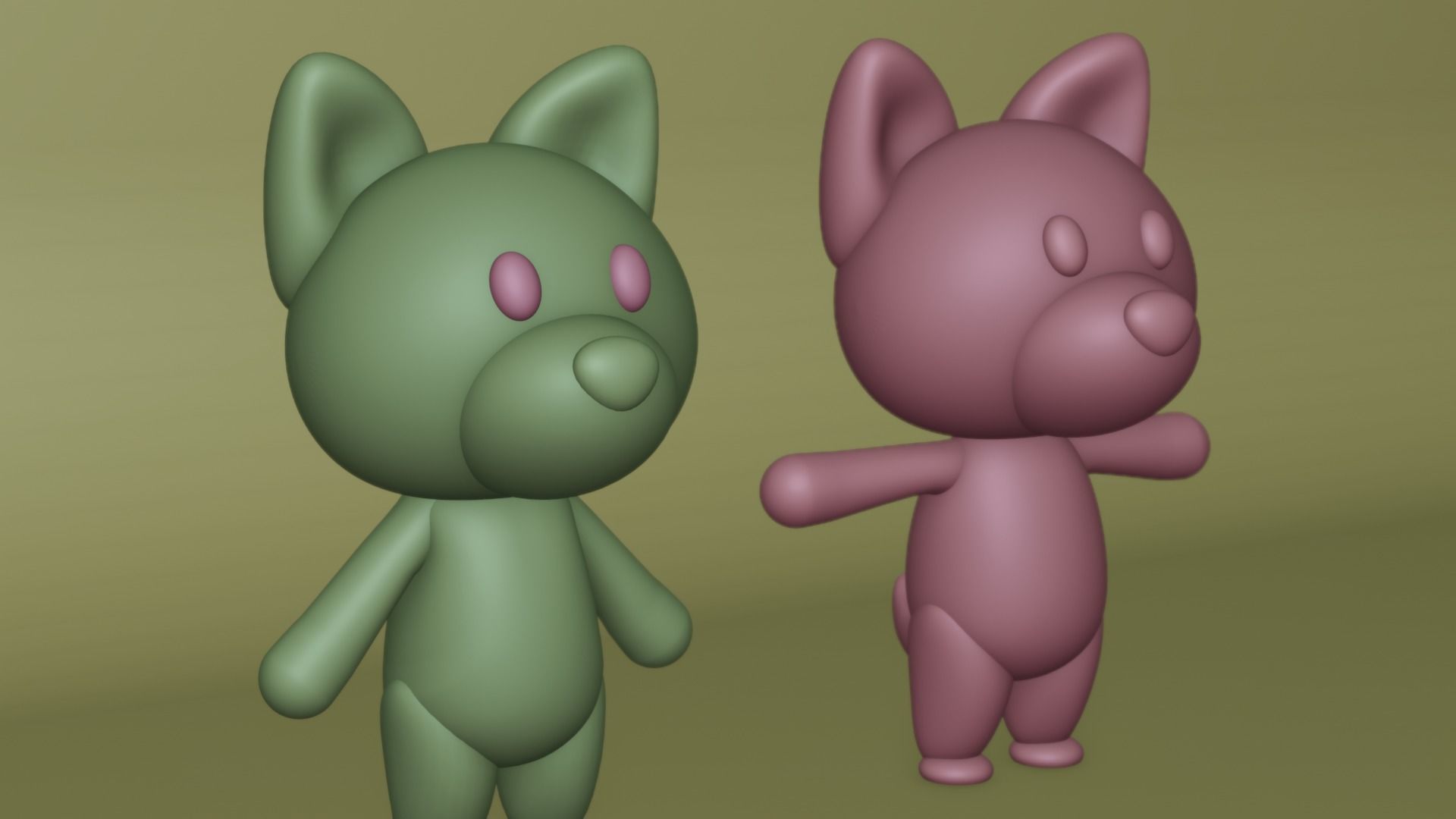 Wolf 3d model two cartoon animals 3D model_2