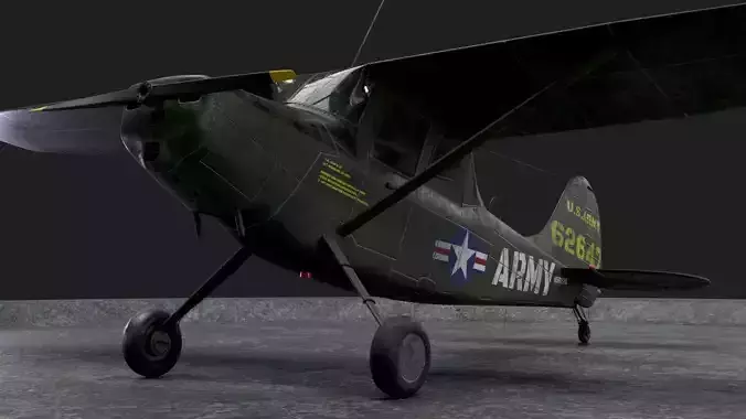 Piper PA-18 Super Cub aka Birddog Low-poly 3D model